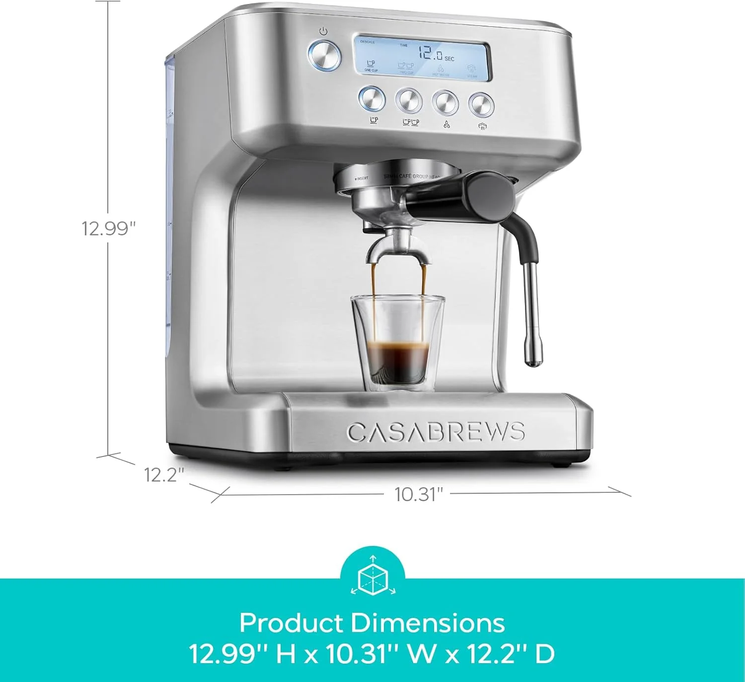 CASABREWS Ultra Espresso Machine with LCD Display, Espresso Maker with Powerful Milk Frother