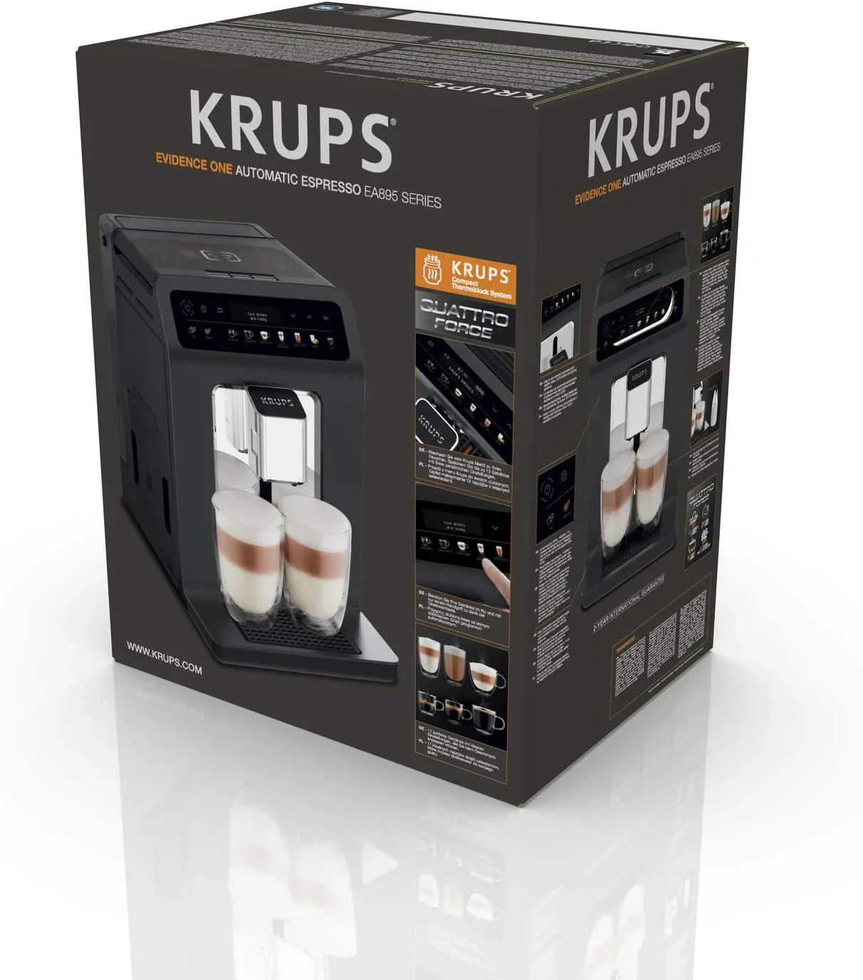 Krups Evidence One Kaffeevollautomat mit Milchschlauch, 12 Getr?nke, 2-Tassen-Funktion, Farbdisplay, Kaffeemaschine, T��V-Siegel, Schwarz, EA895N10, Meteor Graphit