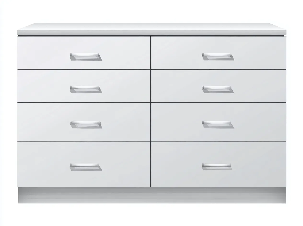Kommode mit Schubladen - Holz-Metall - 170x46x84 cm - Weiß - Modernstil