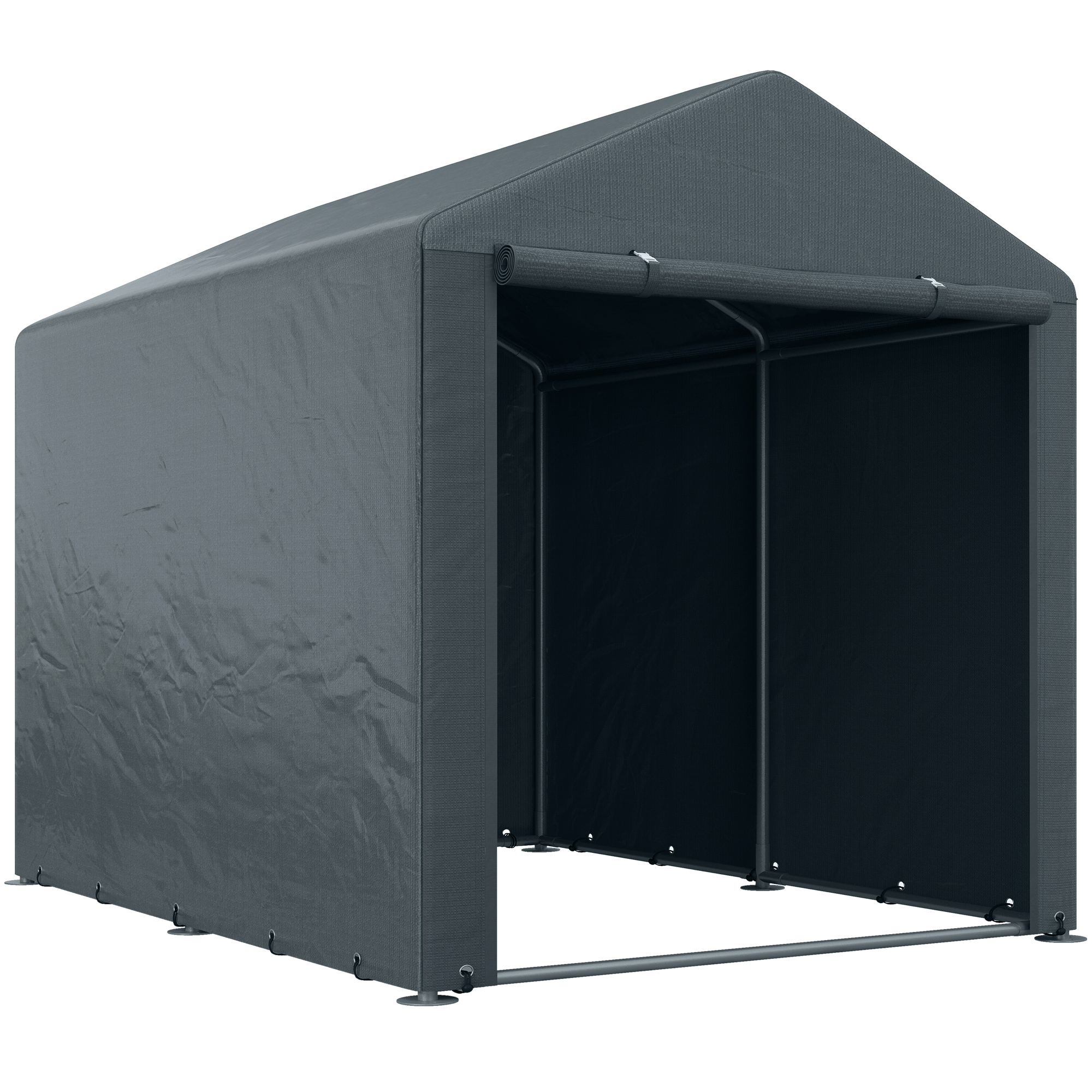 Tuinschuur, Tentgarage, Grote Deur, Roestvrij Metalen Frame, 160x218x172 cm, Donkergrijs
