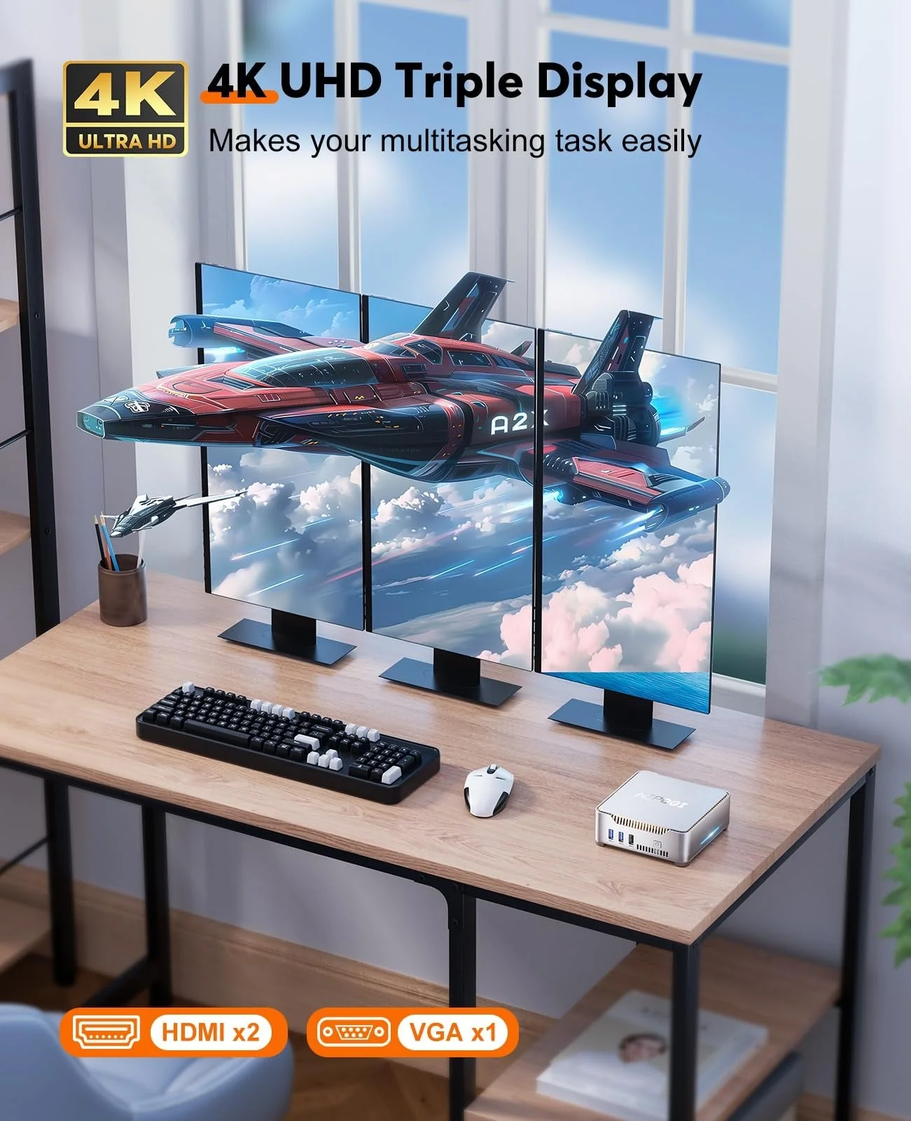 KAMRUI GK3Plus Mini PC, 16GB RAM, 512GB M.2 SSD Mini Computer