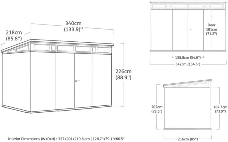 Keter Gartenhaus Signature 11x7, Gerätehaus Kunststoff in Holzoptik, 340x218x226 cm, abschließbar, mit Bodenplatte