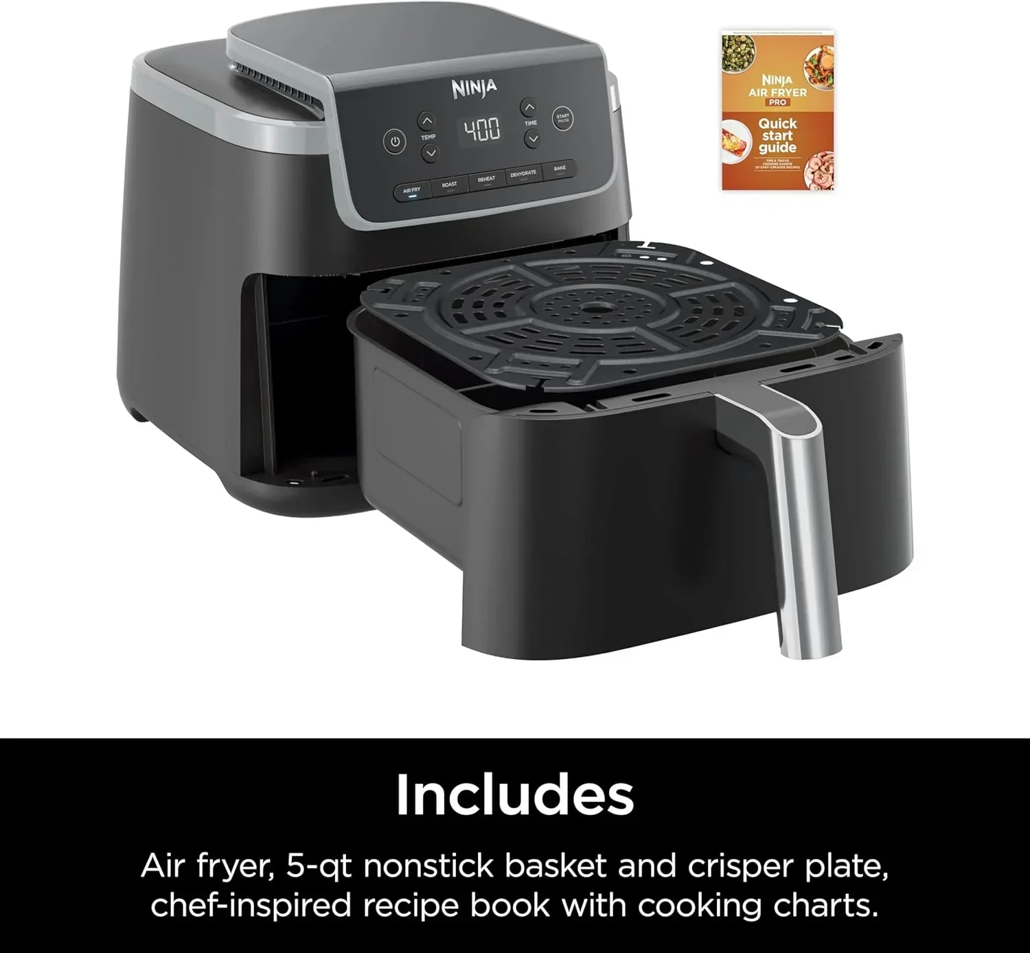 Ninja Air Fryer Pro 5-quart 4-in-1 air fryer that air fries bakes reheats and dehydrates