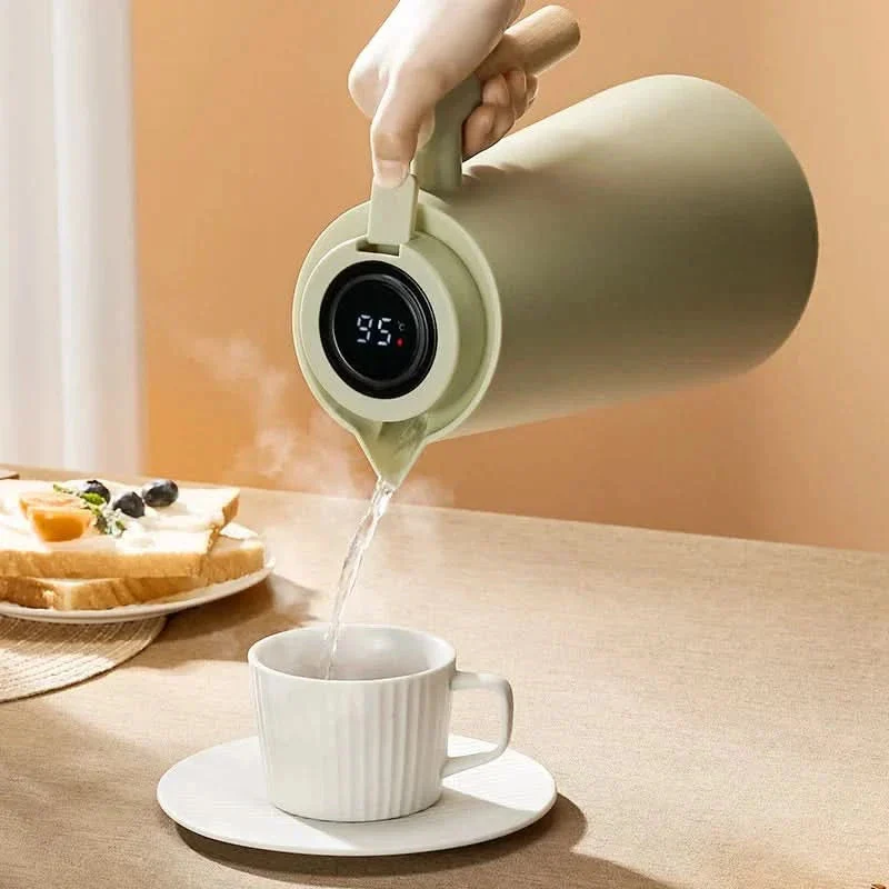 Thermoskanne mit Temperaturanzeige 1L f��r Kaffee und Tee