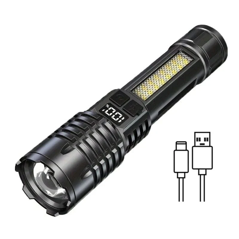 High Power Rechargeable LED Flashlight ¨C Ultra Bright Torch with Side Light