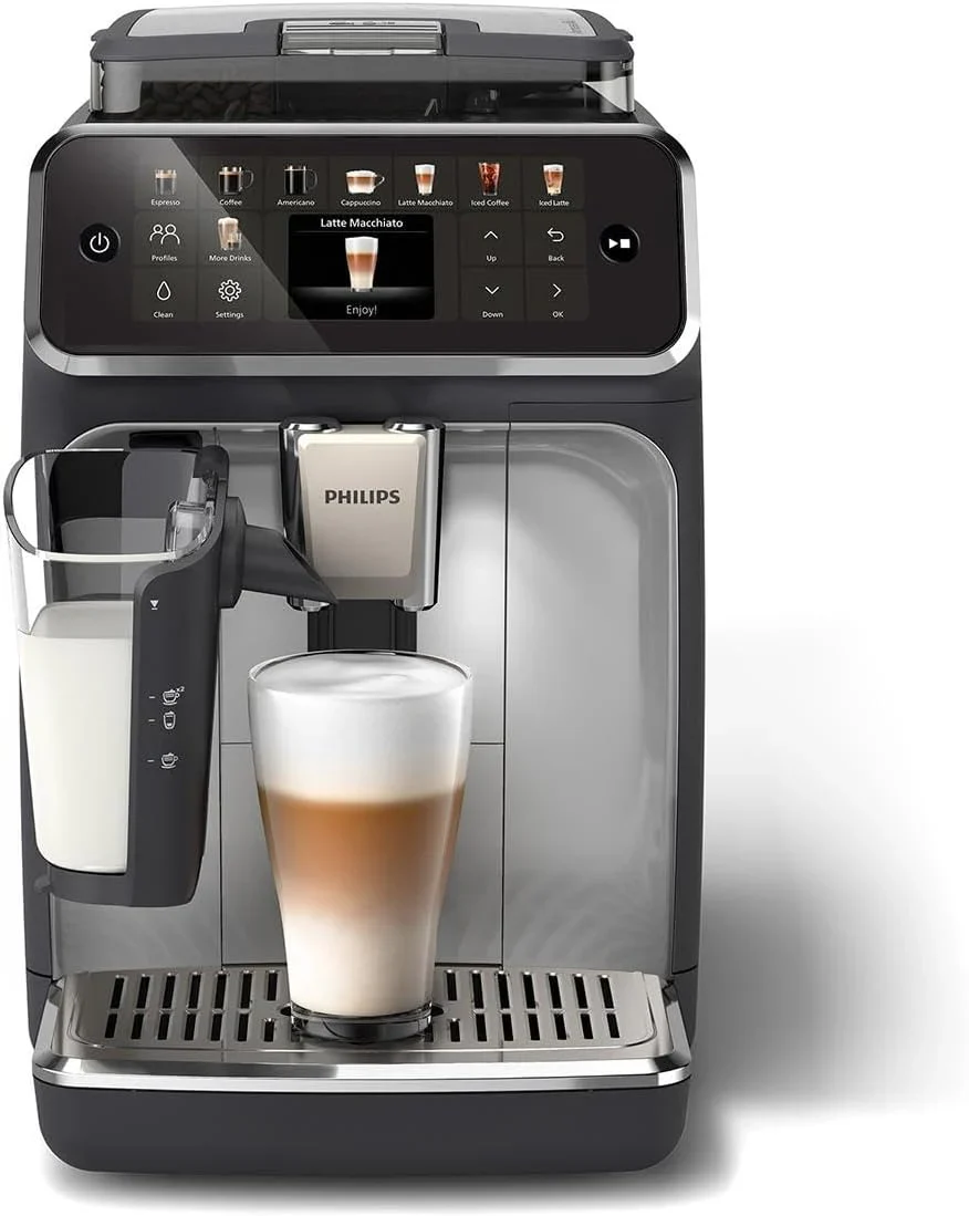 Philips Serie 5500 Kaffeevollautomat �C LatteGo Milchsystem, 20 hei?e und kalte Kaffeespezialit?ten, 40% leiser mit SilentBrew, QuickStart, Grau (EP5544/50)