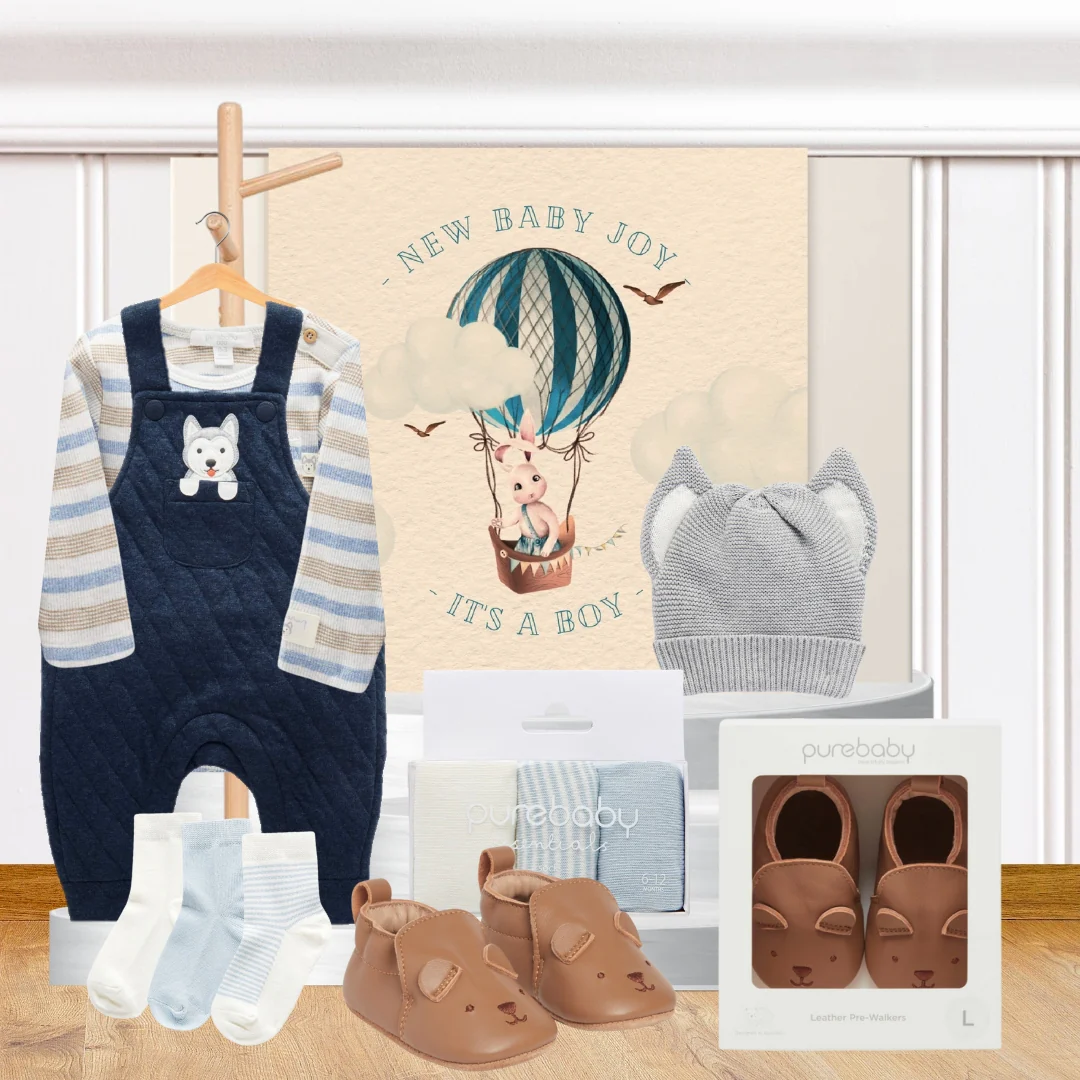 Blue Bundle & Baby Shoes Hamper