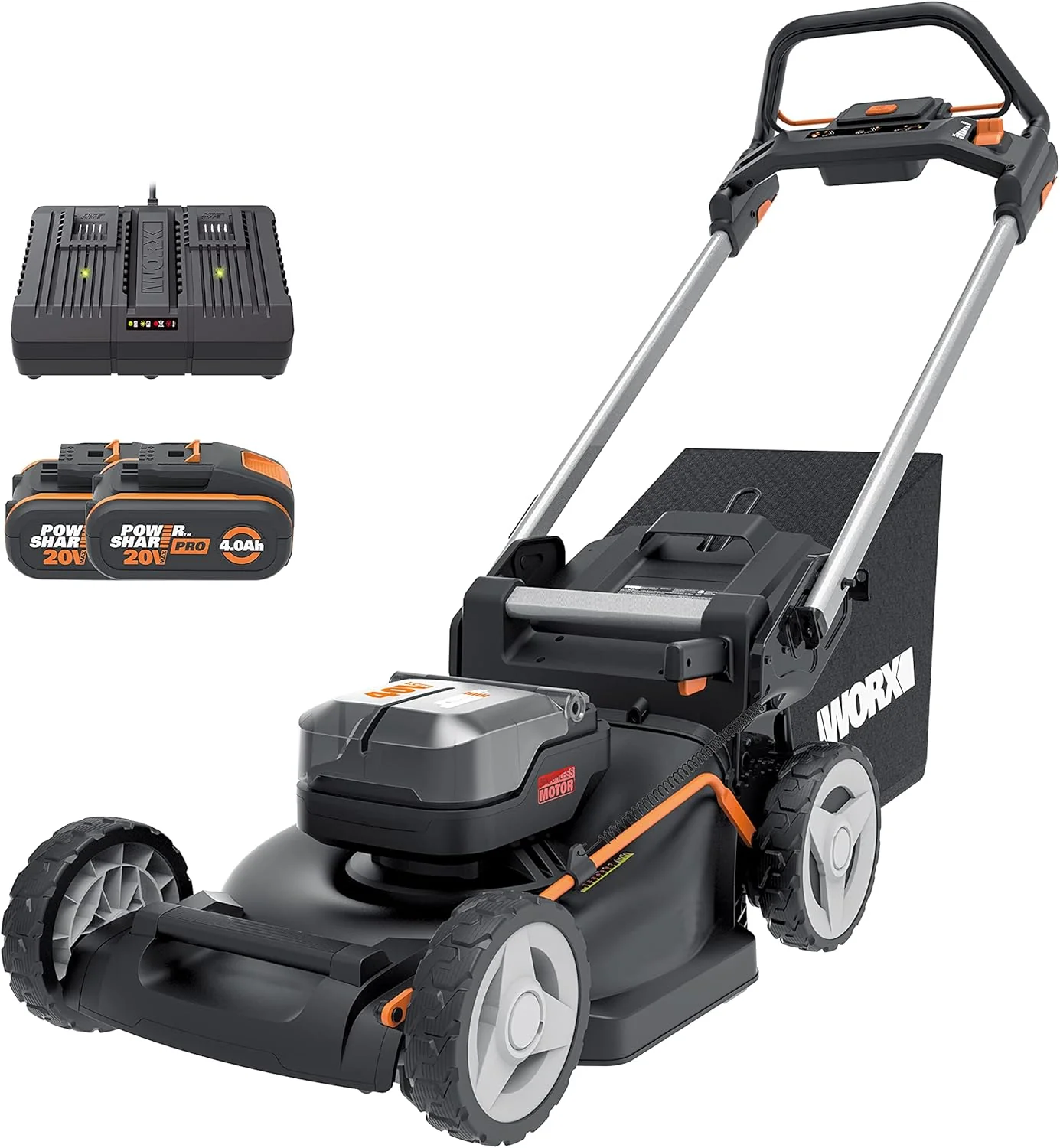 Worx Nitro 34 cm Accu grasmaaier, Elektrische grasmaaier, WG779E, 40 V PowerShare PRO 2 ST. 2,5 Ah Accu (Accu's & Oplader inbegrepen)
