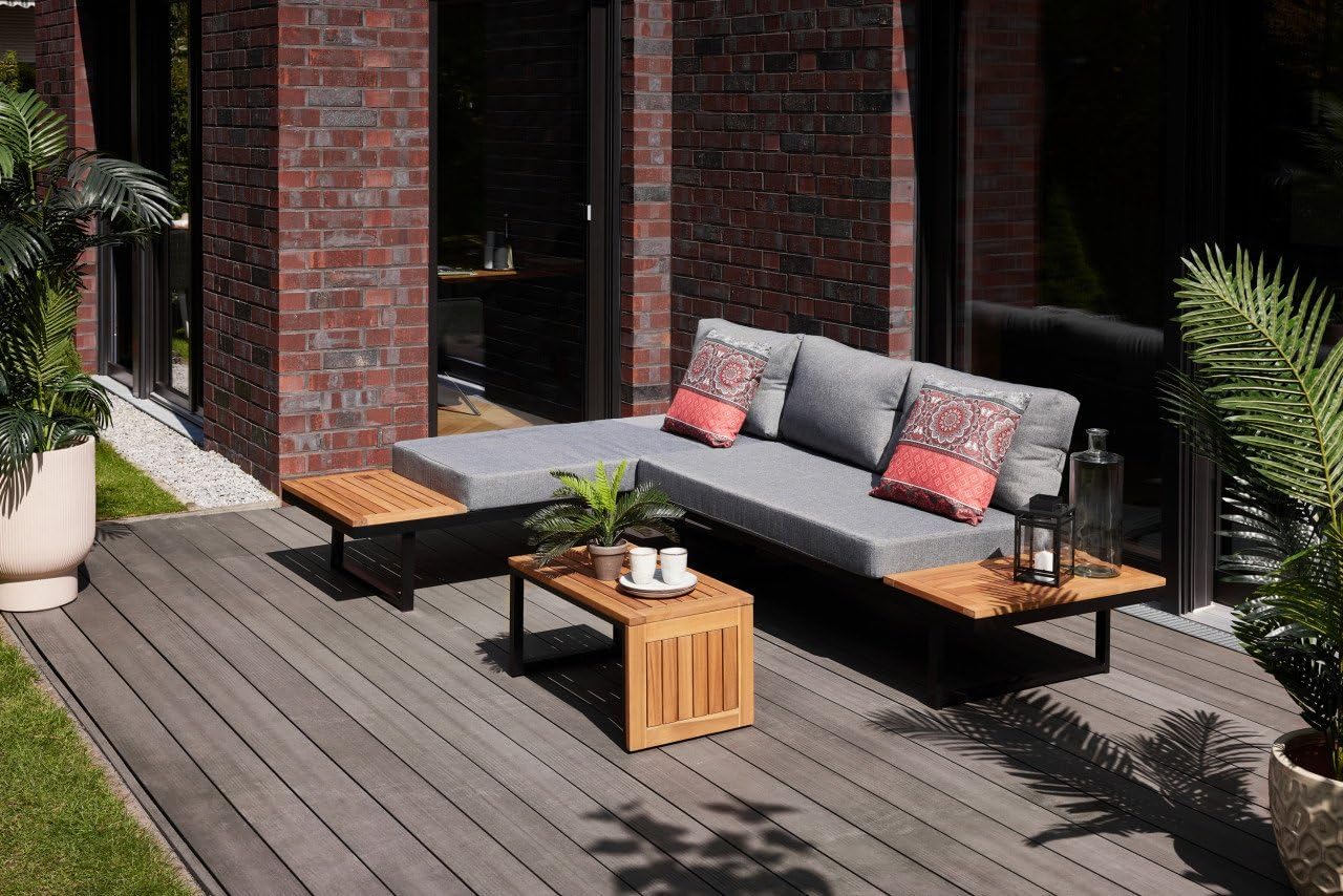Primaster Gartenmöbel-Set Vulcano Holz/Aluminium Ecksofa Sitzgruppe Lounge Set