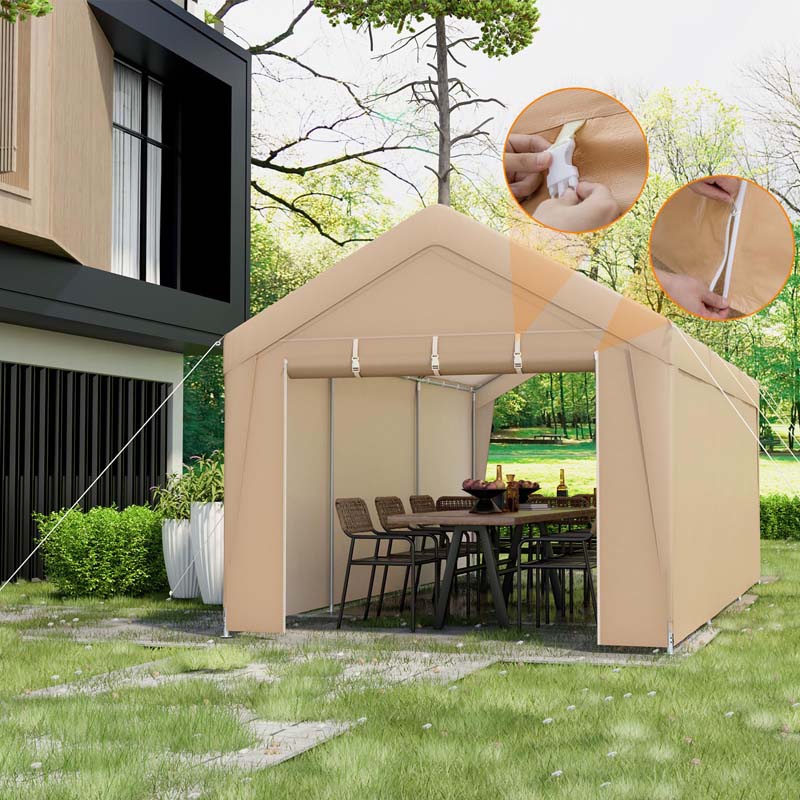 10 X 20 Ft Heavy Duty Carport Portable Garage Tent With Steel Frame Amp Sidewalls Outdoor Car Canopy Shelter For Truck Suv Boat