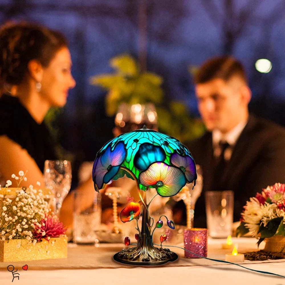 Charming Table Lamp with Stained Glass