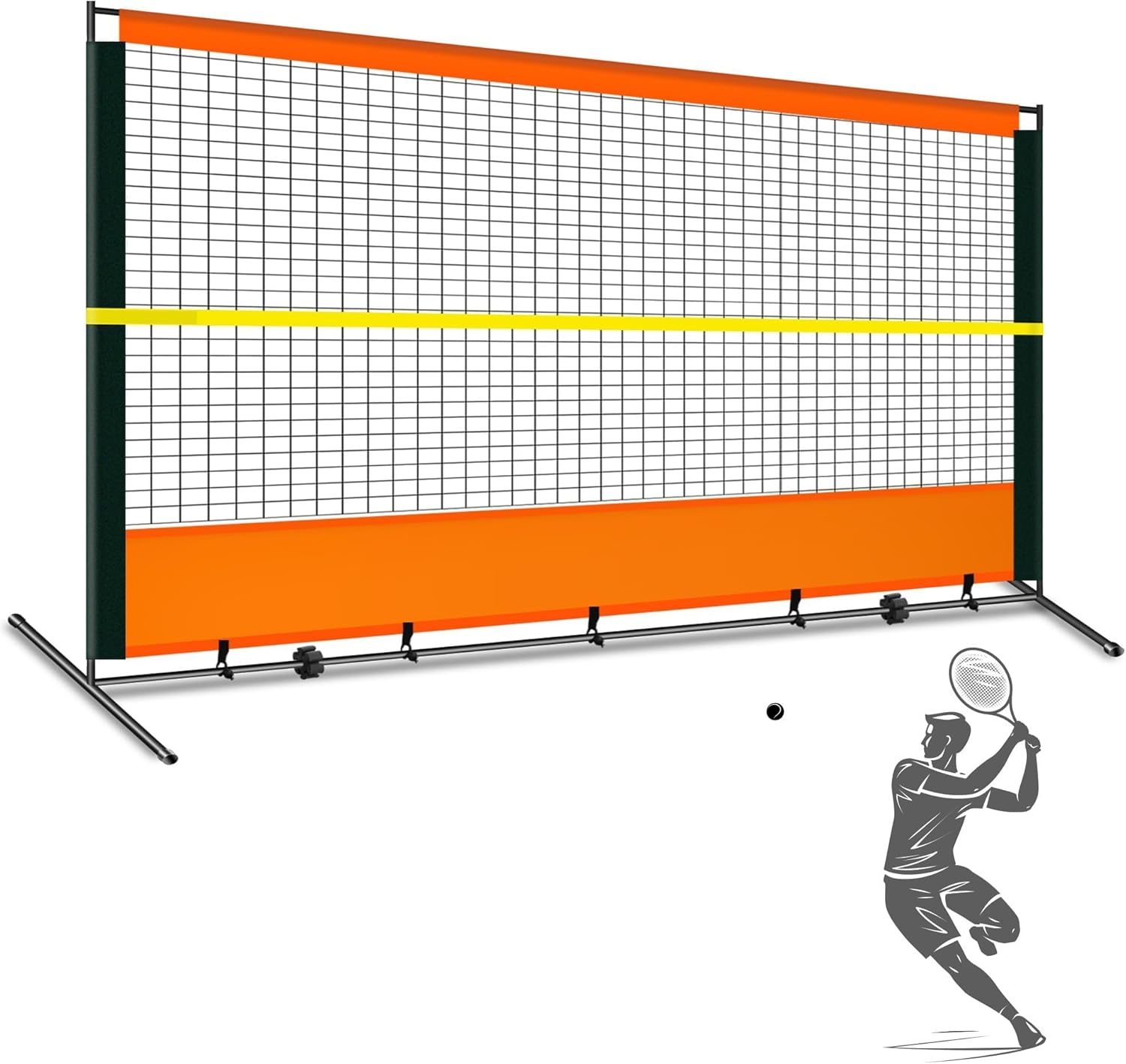 Tennis Rebound Practice Wall - 12ft x 6ft Rebounder Net for Tennis & Racquet Sports Ball & Pickleball, Training Tennis Backboard Net for Court Backyard and Indoor & Outdoor Training