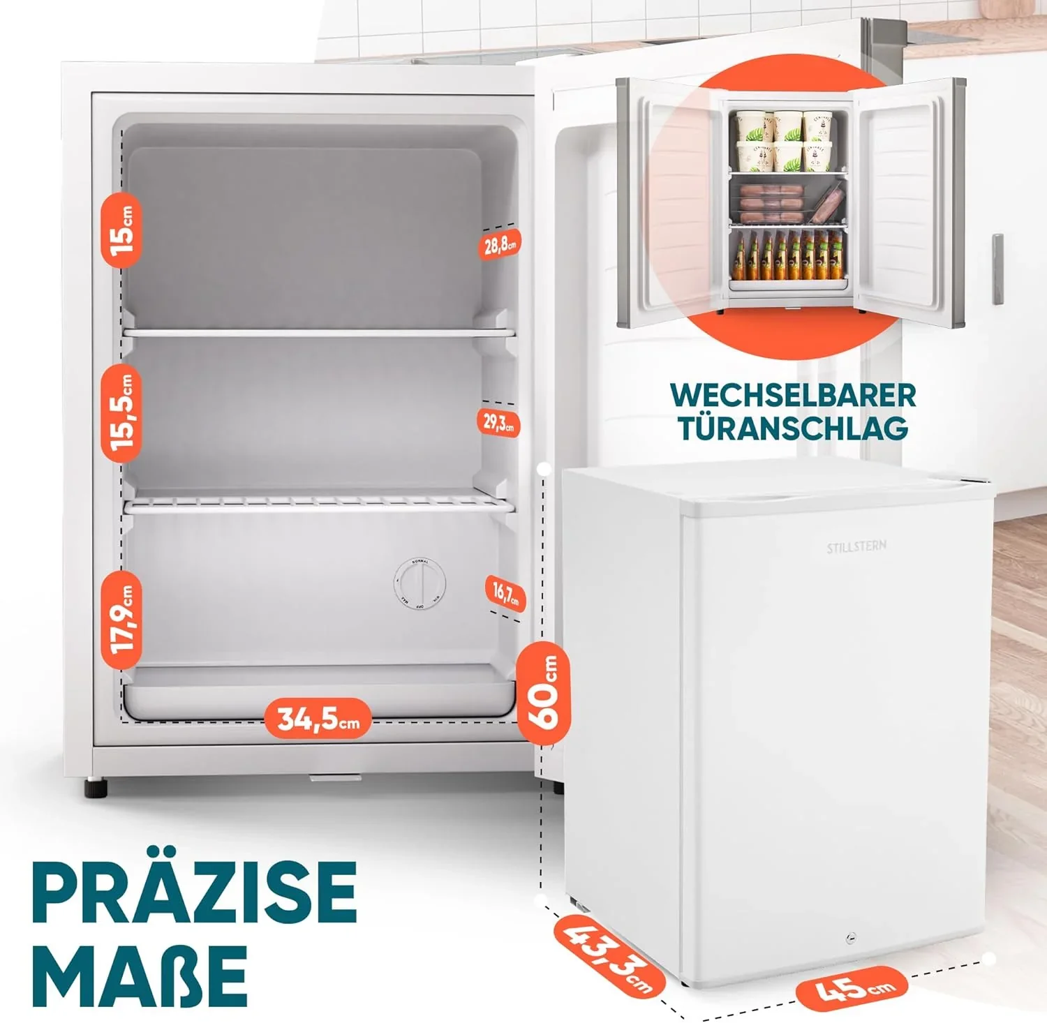 Stillstern Mini Gefrierschrank (42L) -18��C, Eisw��rfelschale, Schloss, T��ranschlag wechselbar, 4-Sterne Tiefk��hlschrank f��r Camping/B��ro Gefriertruhe Klein Gefrierschrank Klein Tiefk��hltruhe