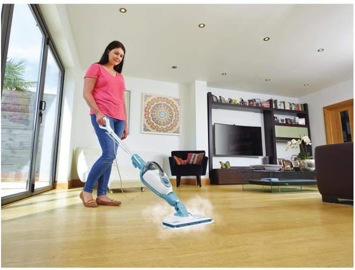 Black+Decker 15-in-1 Dampfbesen Steam-mop (mit Steamitt Dampfhandschuh zur Oberflchenreinigung, AutoSelect für richtige Menge Dampf, 180° drehbarer Reinigungsfu, inkl. 15-tlg Zubehr)