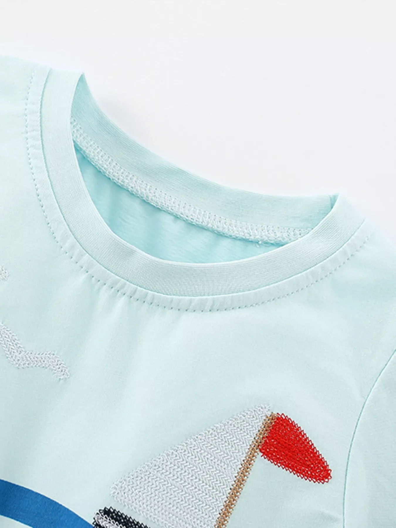 Children's Sailboat Embroidered Short Sleeve T-Shirt