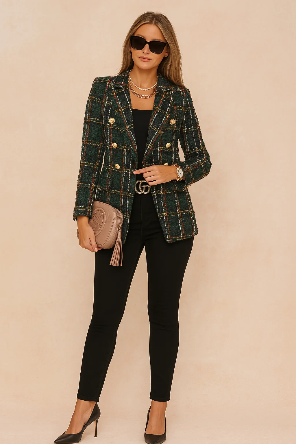 Elegante karierte Damenjacke
