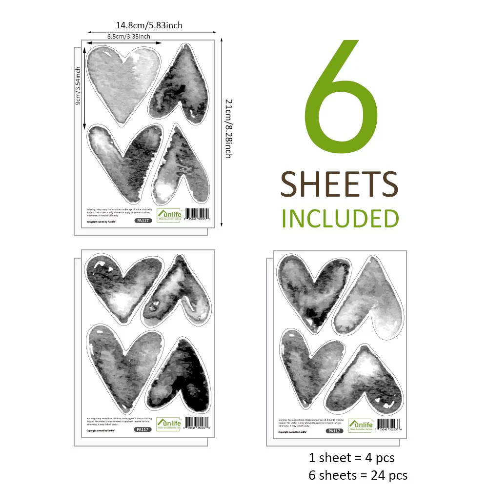 Heart Wall Stickers for Bedroom, Black and White Heart Wall Decals