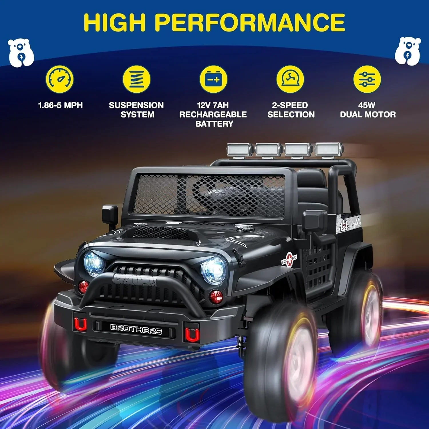 L8 Ride On Car 2 Seater 12V Kids Electric Car Remote Control 4-Wheel Suspension Bluetooth Speaker