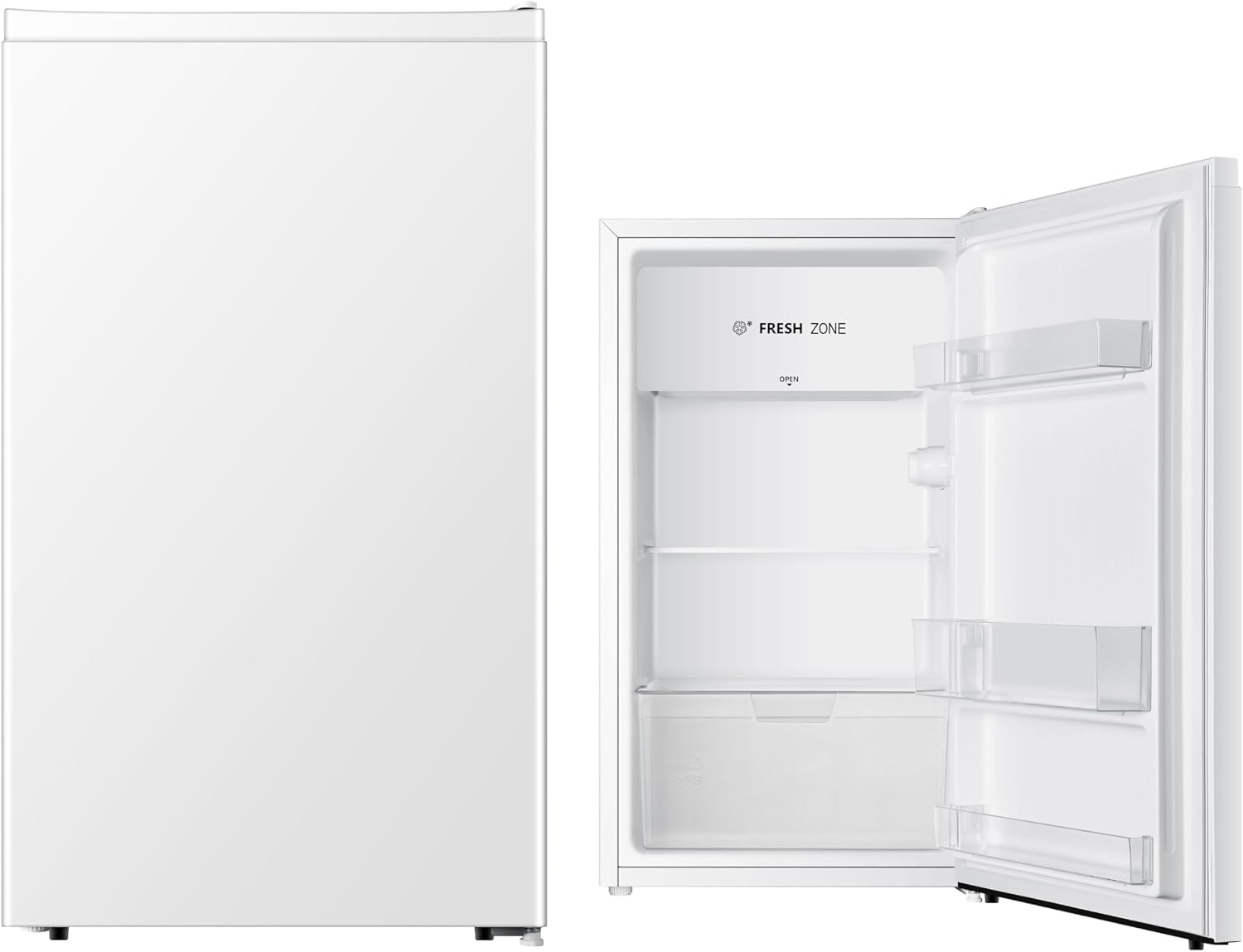 PKM KS93E Kühlschrank mit Kaltlagerzone | 94 Liter | Weiß | Sehr leise mit 36 dB | Wechselbarer Türanschlag | 1 Gemüseschublade | 47,5 cm Breite | Regelbares Thermostat | Energieeffienzklasse E