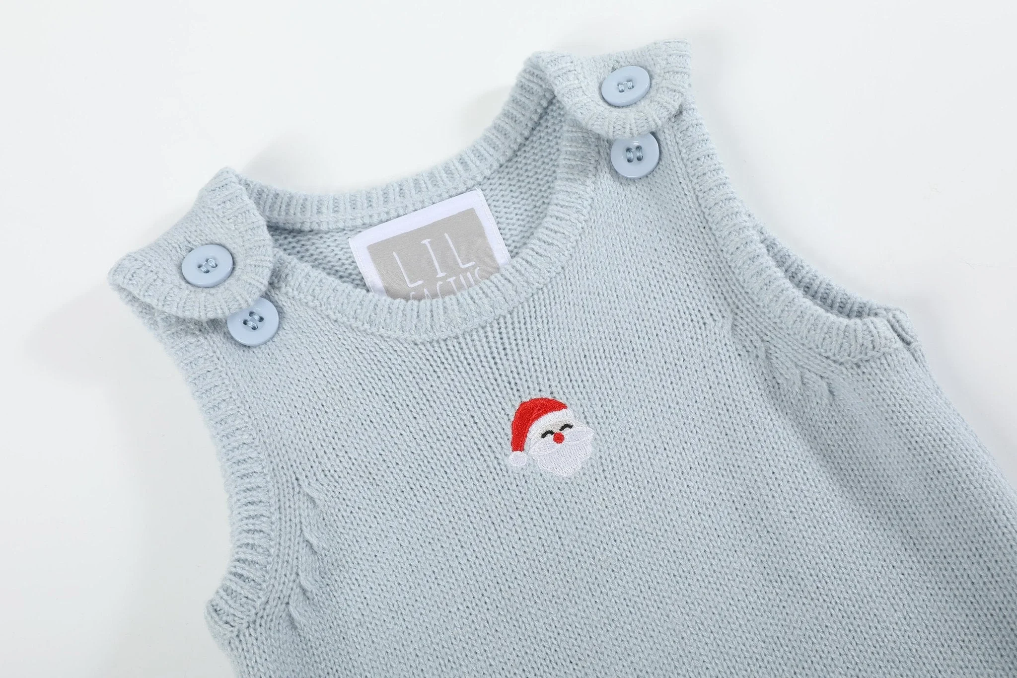 Light Blue Santa Knit Romper