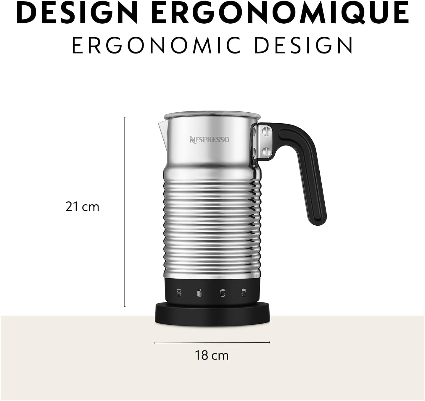 Nespresso Aeroccino 4 Thefully froths cold milk in 60 seconds