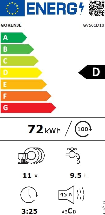 Gorenje GI 520 E15X Teilintegrierbarer Geschirrspüler / 45cm / 9 Maßgedecke / 5 Programme / 1h Reinigungsprogramm / höhenverstellbarer Oberkorb / vollständiger Überlaufschutz, Eingebaut, Edelstahl