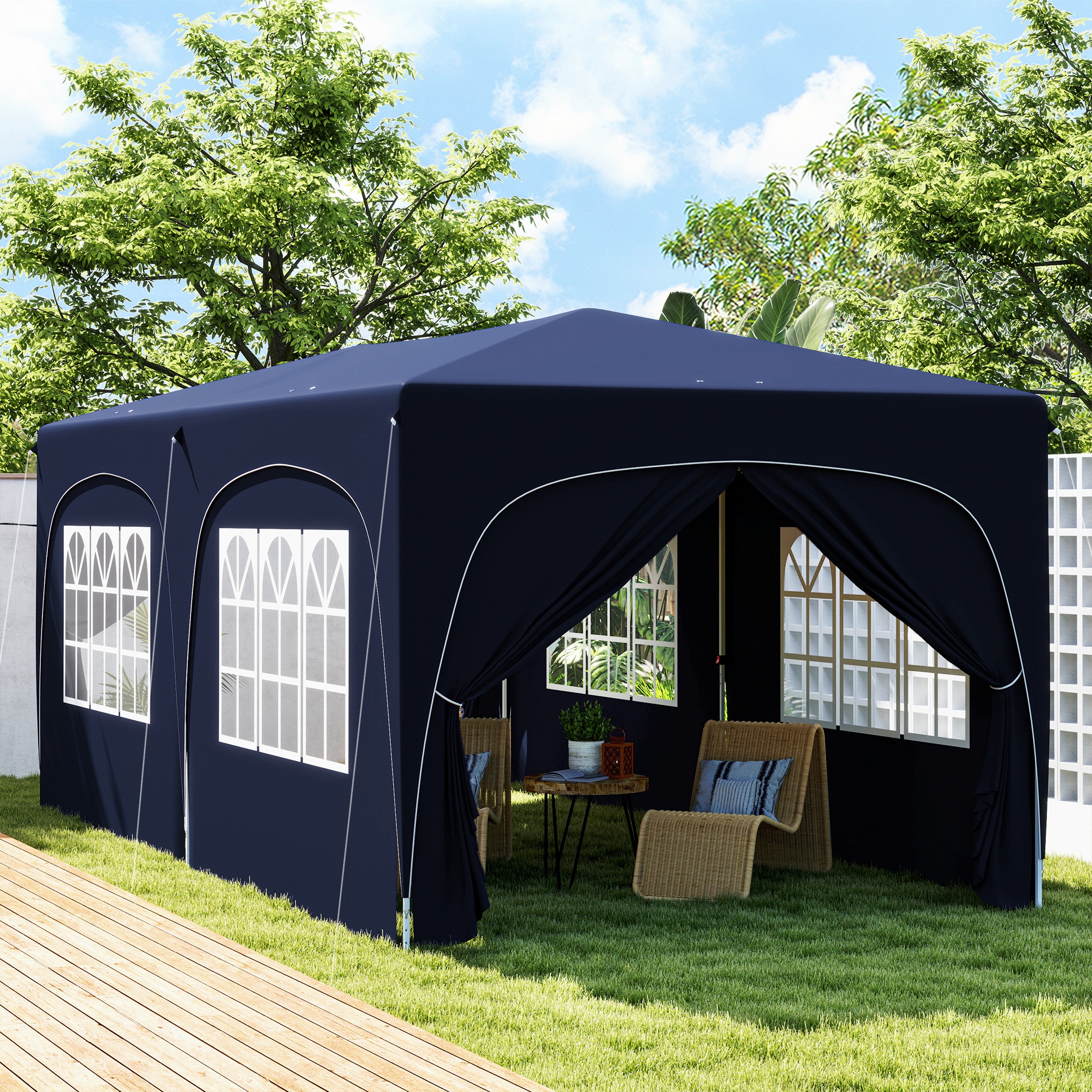 3 x 6 m Pop-up Paviljoen met Zijwanden, UPF50+ Hoogteverstelbaar Tuinpaviljoen met Draagtas en Zandzakken