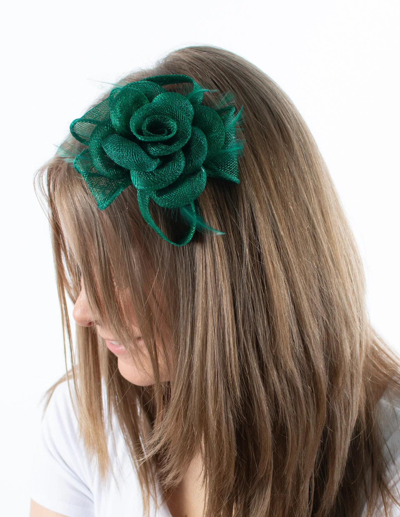 Fascinator | Small Rose Brooch | Green