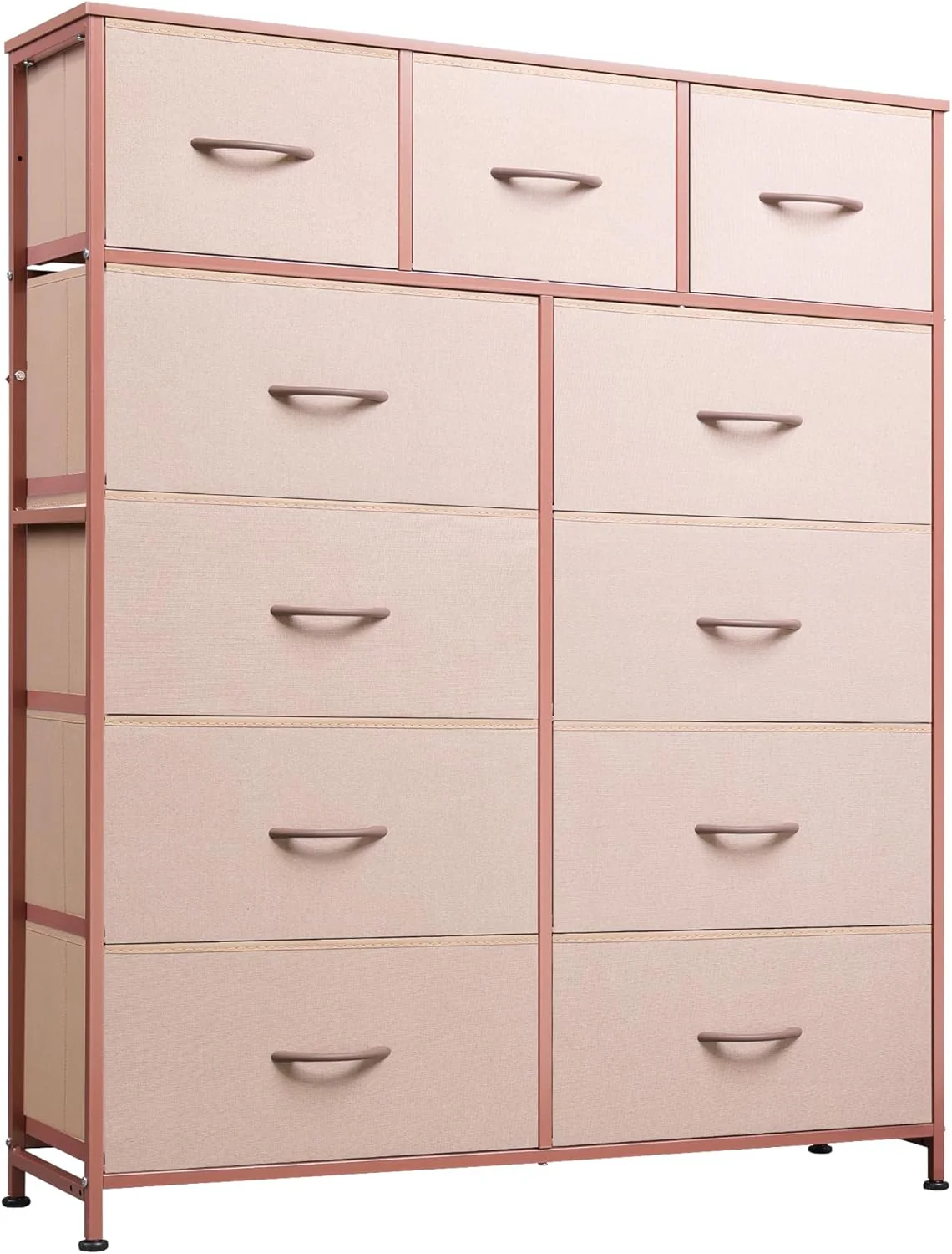 Storage Organizer Unit with 11 Fabric Bins. Storage Drawers Organizer with Steel Frame. Tall Storage Tower Organizaton