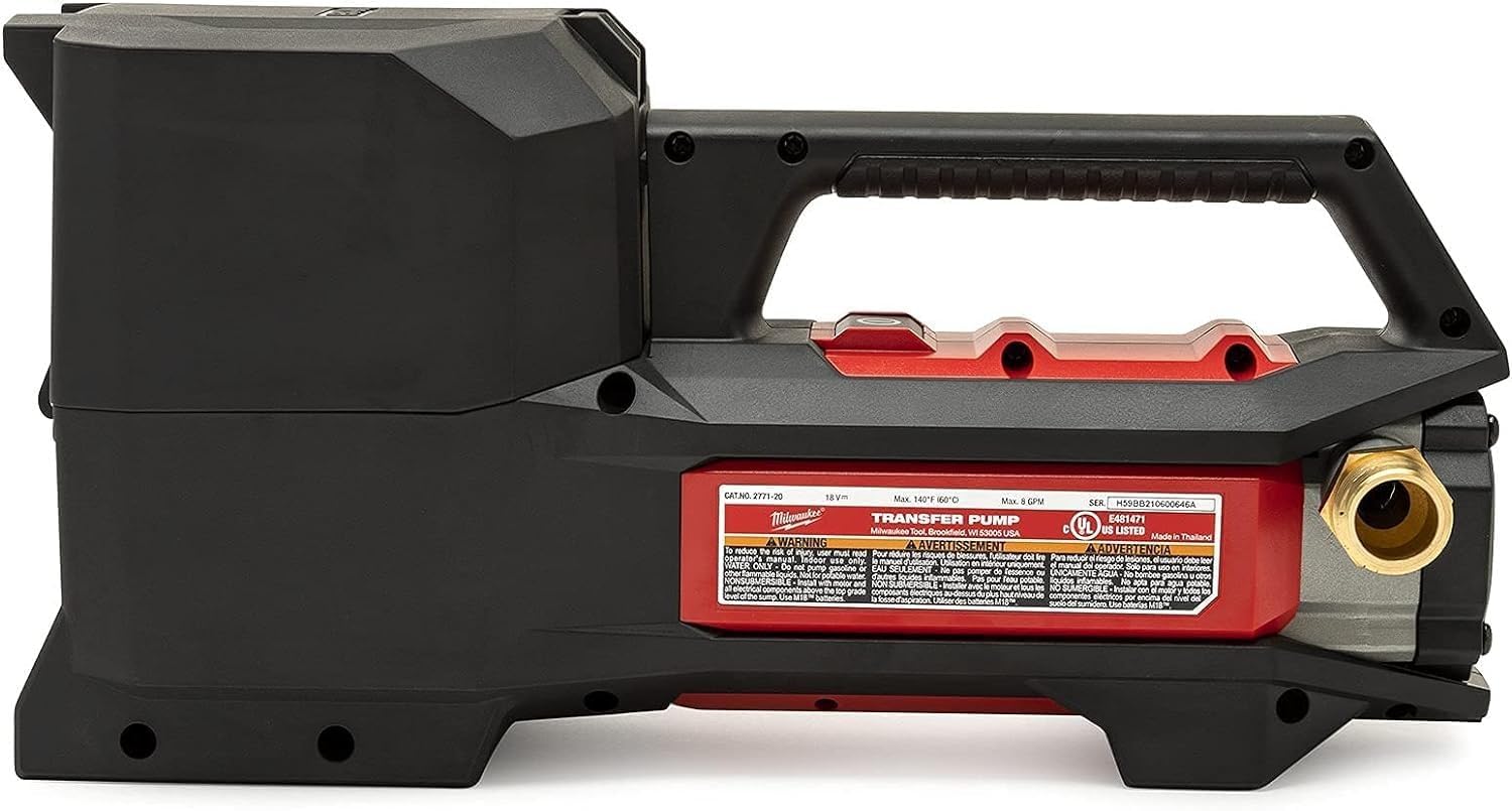 Milwaukee M18 2771-20 Battery-Powered Above Ground Water Pump, 8 GPM, 18V, Black