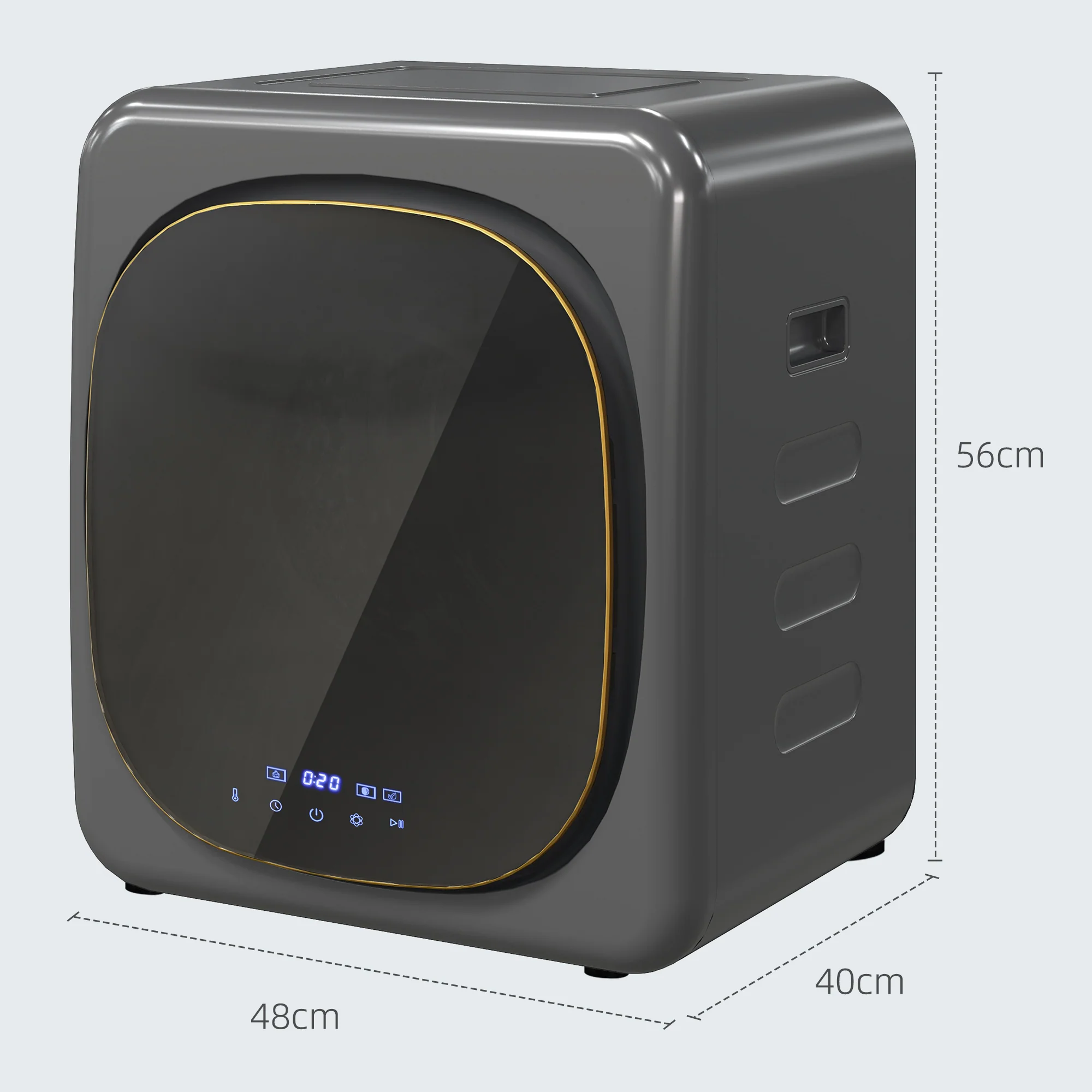 HOMCOM Wasdroger met UV-Desinfectie, Compact Ontwerp, 4 kg Capaciteit, Roestvrij Staal, Grijs
