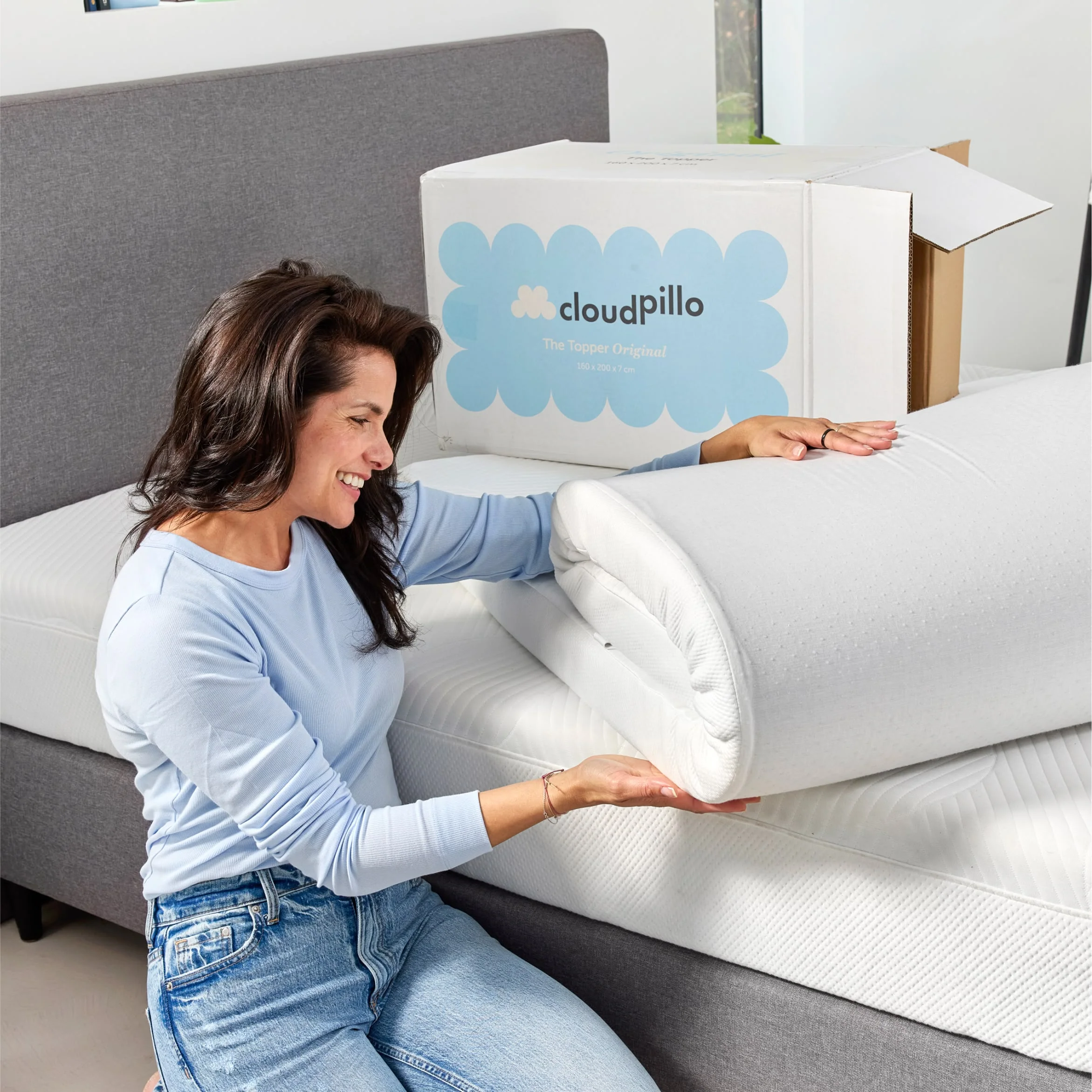 Cloudpillo Topper Original �C Comfortabele Traagschuim Matrastopper �C Drukverlagend & Ademend