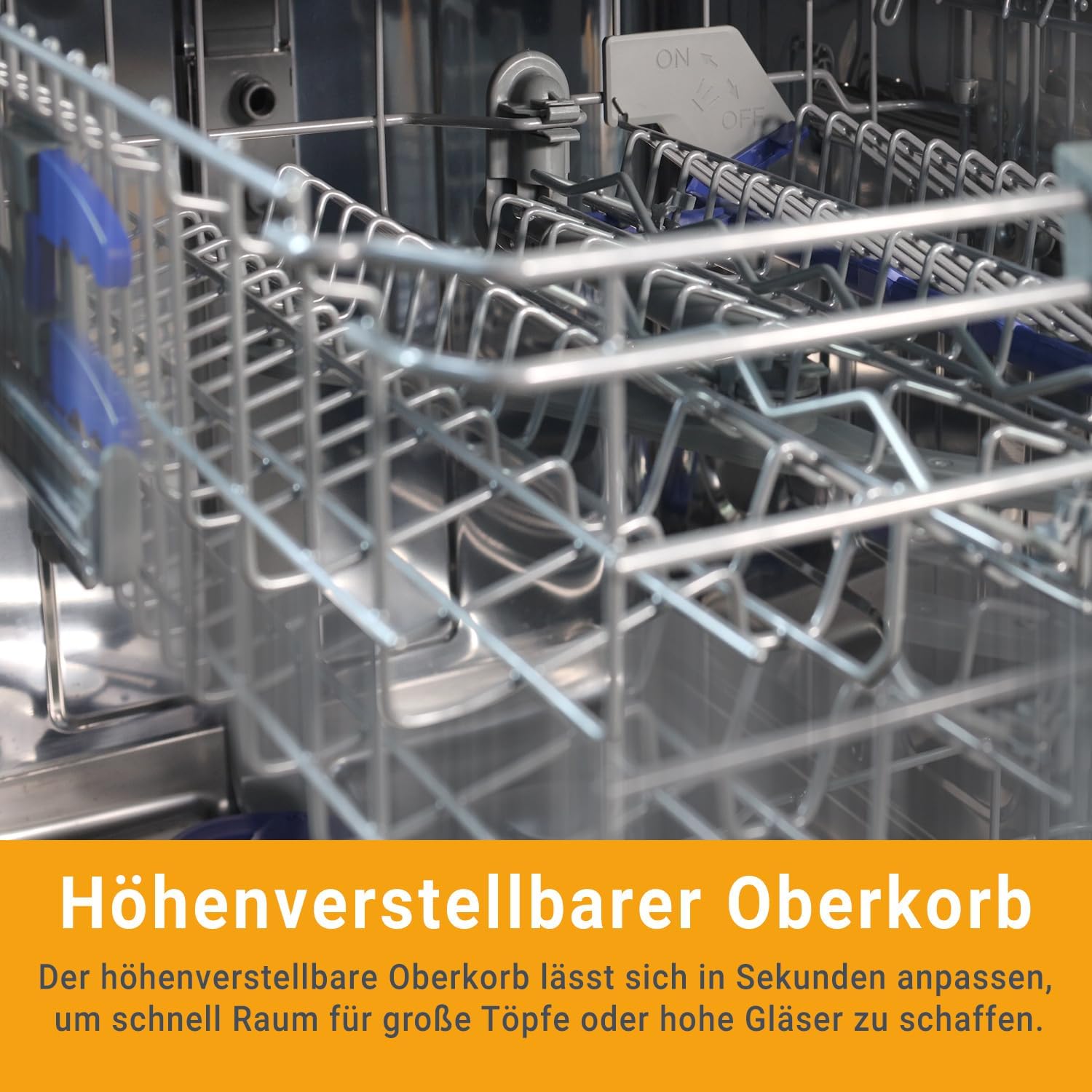 KKT KOLBE 60 cm Geschirrspüler Spülmaschine Schwarz Silber Freistehend, Unterbaufähig, Besteckschublade, LED-Beleuchtung, Automatische Türöffnung, höhenverstellbar, 7 Programme, 14 Maßgedecke, DW60FSS