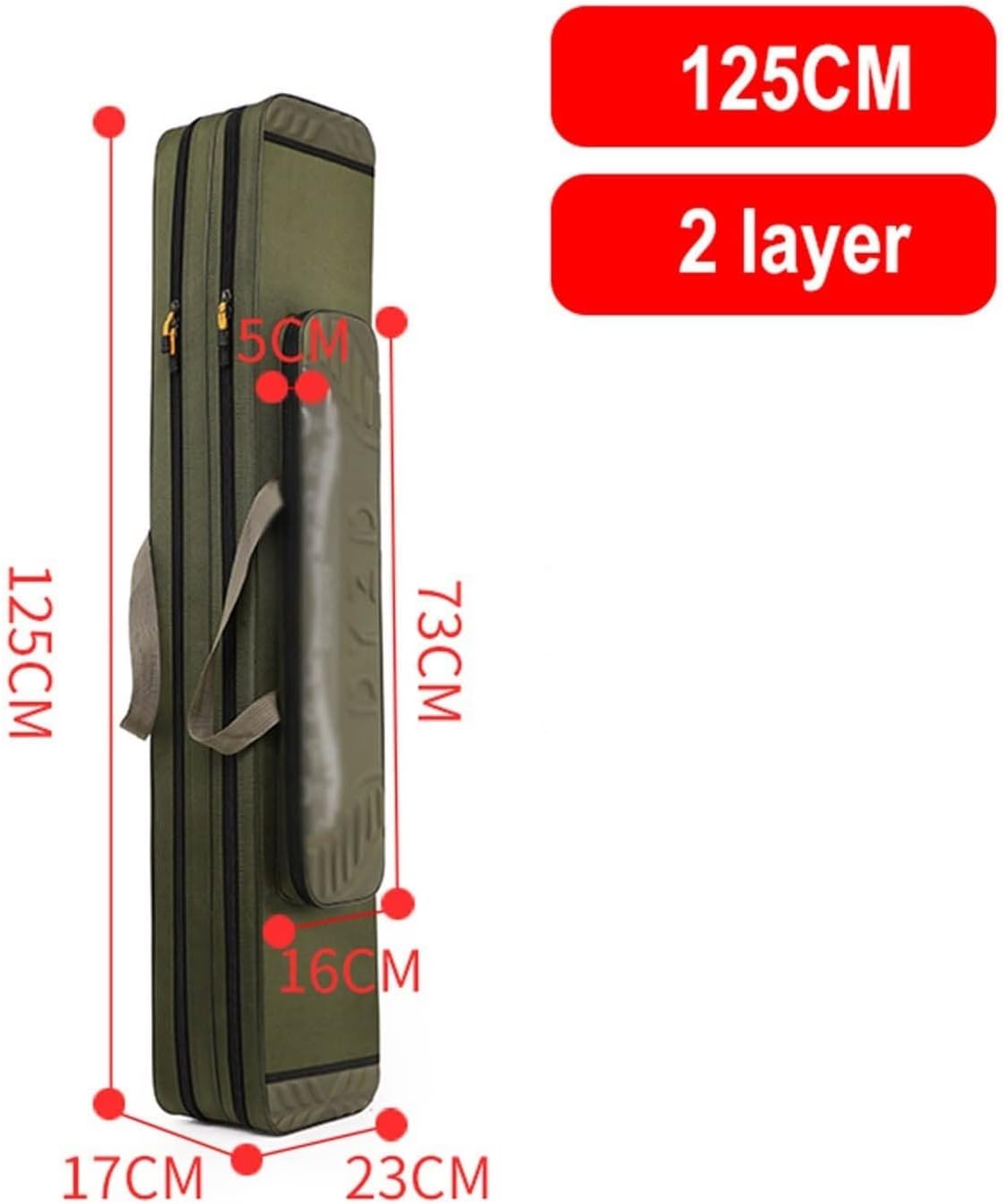 Aufbewahrungstasche für Angelgeräte 2 Ebenen Angeltasche Oxford Tuch Falten Angelrute Rollenbeutel Angelgerät Aufbewahrungstaschen Reiseinfräser Rutentaschen (Size : 2 Layer 130cm)