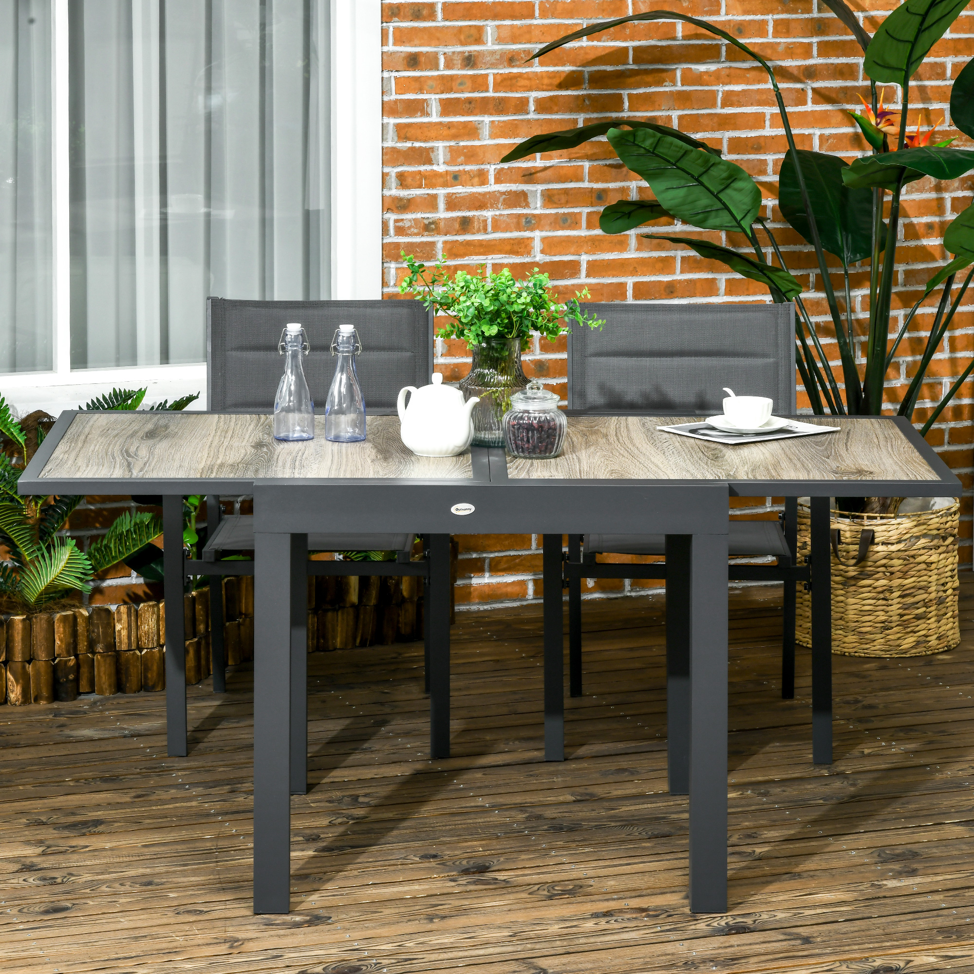 tuintafel, eettafel voor in de tuin met uitschuifbaar tafelblad, aluminium