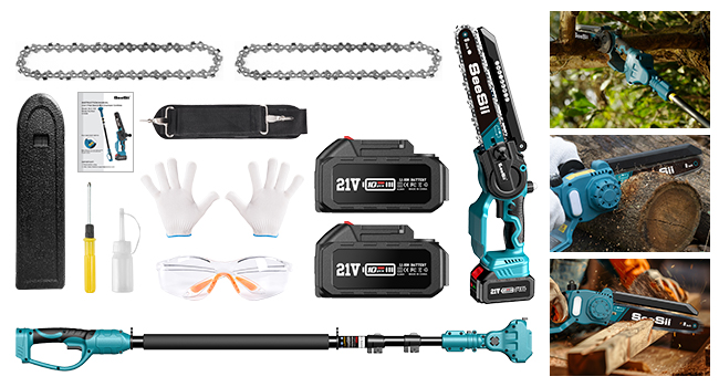 Seesii Mini motosierra 2 en 1 de 8 pulgadas con telescopio