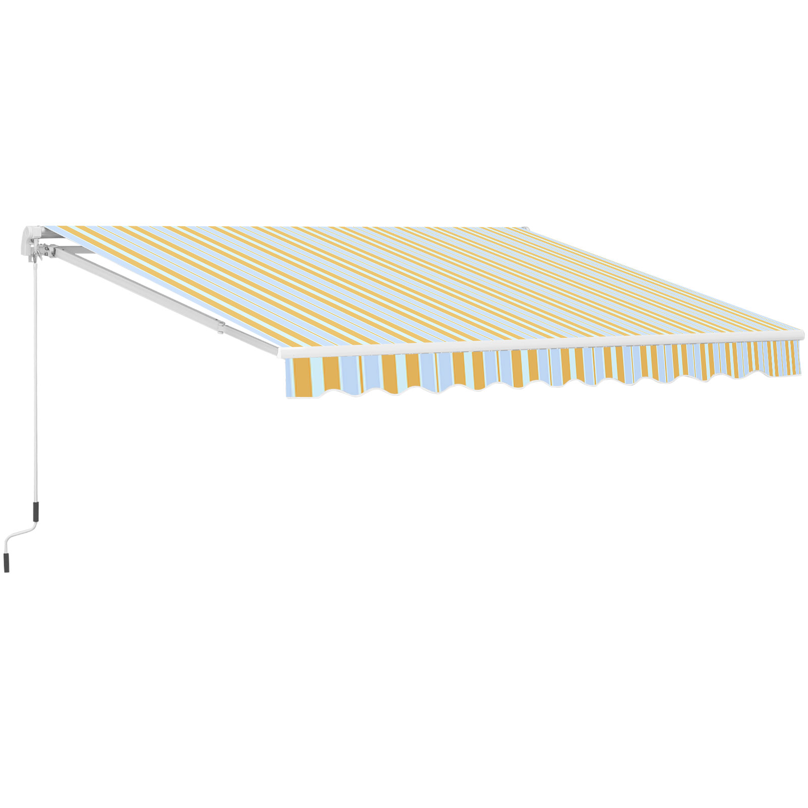 Outsunny Luxe Knikarm Zonnescherm voor Balkon en Terras, Handkruk, Weerbestendig, Geel en Beige