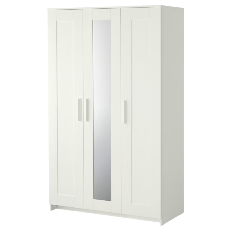 2025 IKEA BRIMNES kledingkast met 3 deuren ?C Wit, 117 x 190 cm, met spiegel en verstelbare planken
