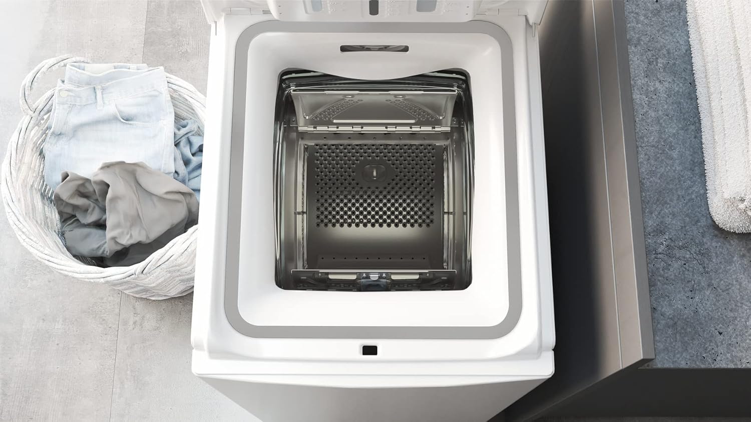 Bauknecht WMT Pro Eco 6ZB Toplader-Waschmaschine / 6 kg / 1200 UpM/Antiflecken-Programm/FreshFinish/ZEN Technology/Startzeitvorwahl/SoftOpening/Kurz 30'/ 15° Green& Clean