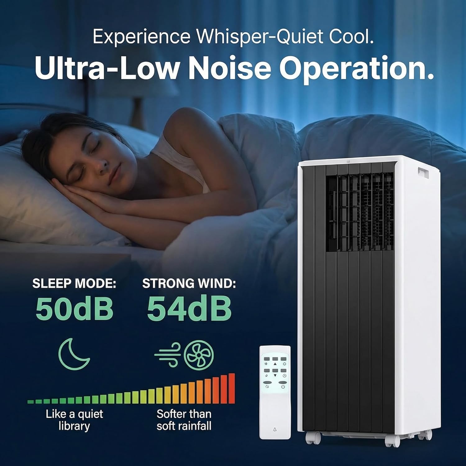 Mobile Klimaanlage, 8000 BTU, 3 in 1 AC Kühlung, tragbare Klimaanlage mit Sleep-Modus, Bodenklimaanlage ohne Belüftung, 3 Lüfter