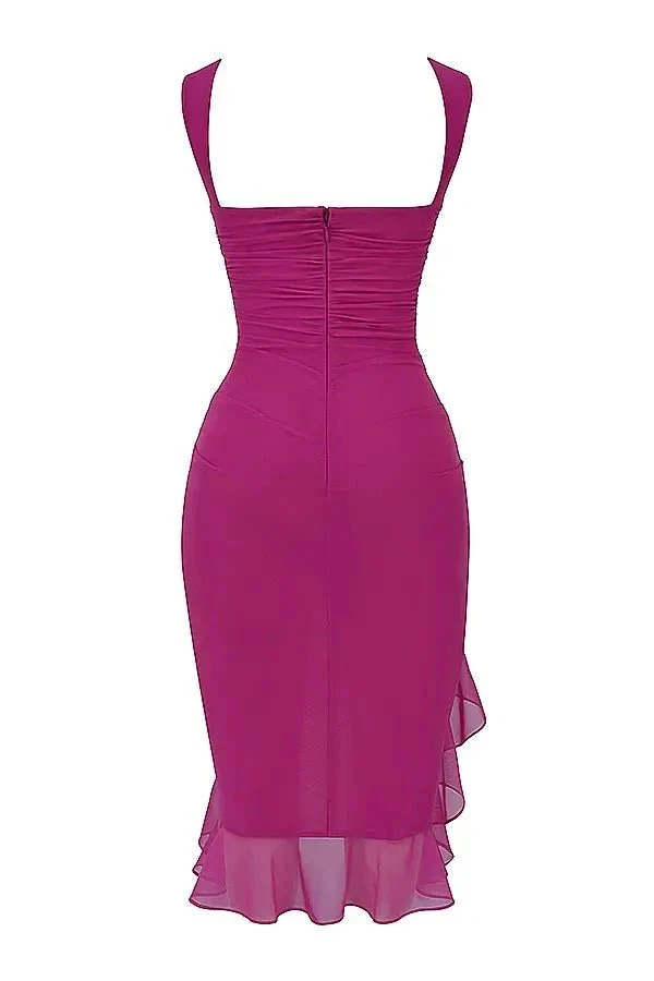 Elegantes Mesh-Midikleid