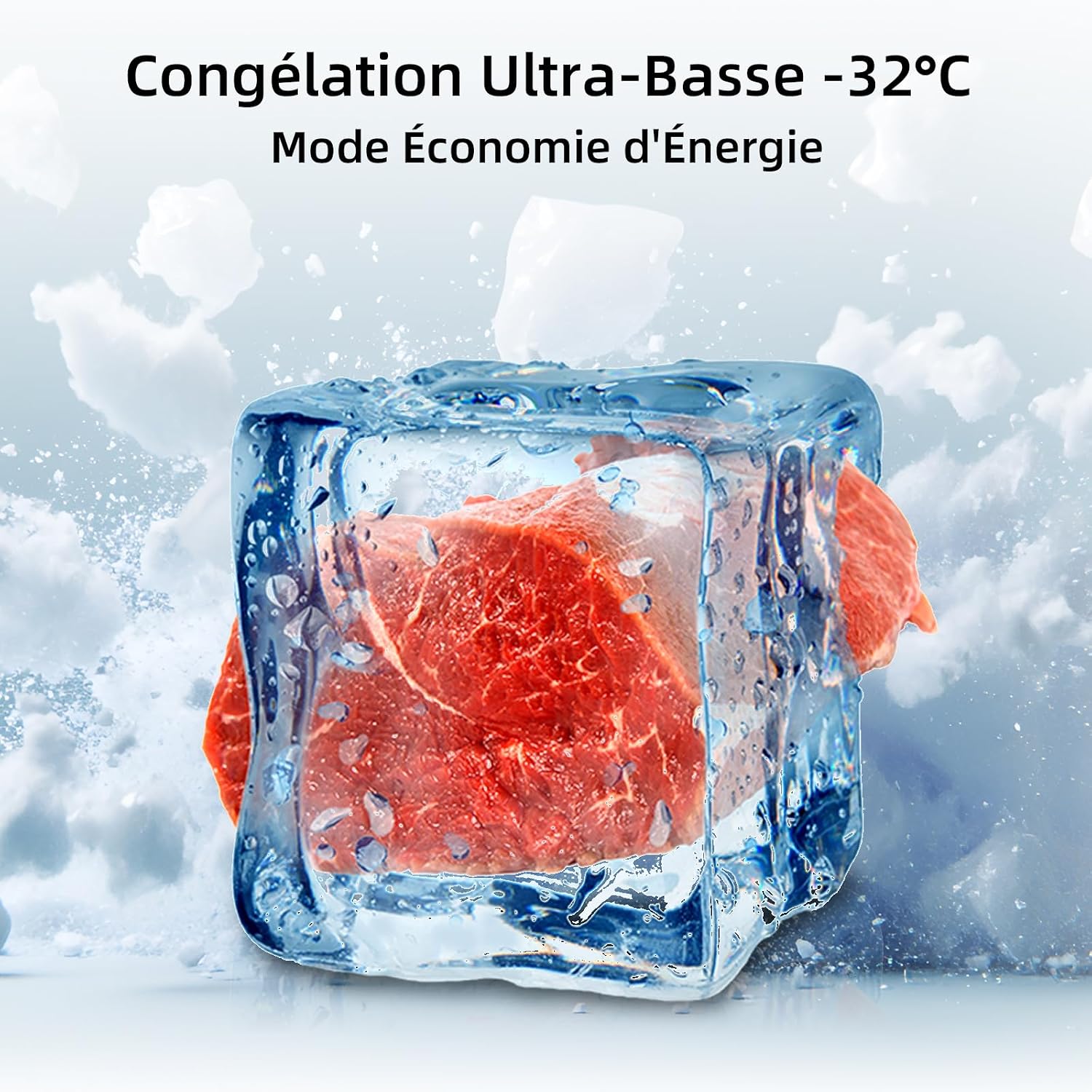 CHiQ Congélateur Armoire 206L No Frost Inverter Noir (CSD206NEID) | Multi Air Flow, Ultra-Bas -32°C, Silencieux 39dB, Réfrigérateur Congélateur Commutable, Hauteur 1705mm