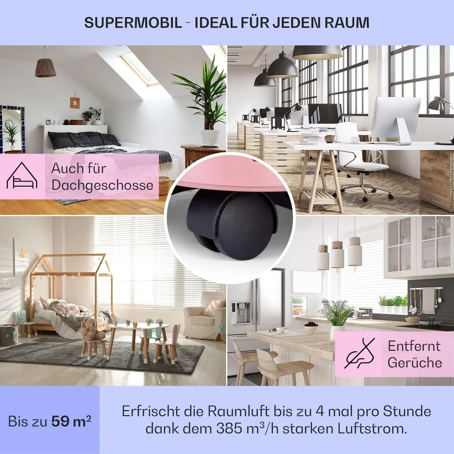 Klarstein Mobile Klimaanlage mit Abluftschlauch, 5-in-1 Klimager?t, Ventilator, Luftentfeuchter, Luftreiniger & Nachtmodus, App-Steuerung, Kleine & Portable, f��r Wohnung & B��ro, 12000 BTU