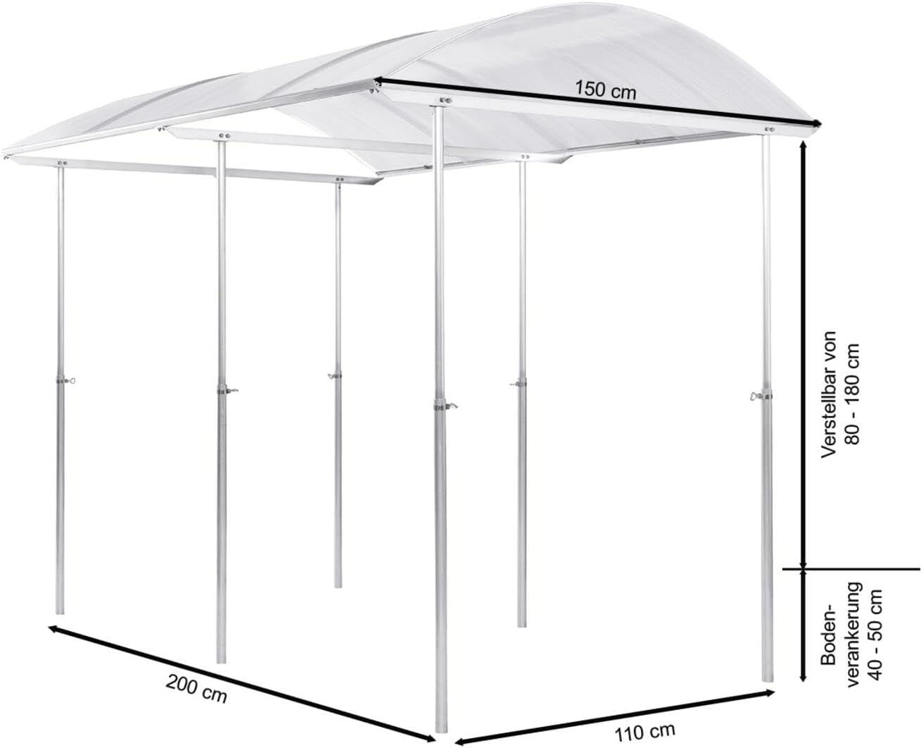 Beckmann Schutzdach PSR2 für Tomaten & Gemüse (200 x 150 cm) – Höhenverstellbares Alu-Pflanzendach gegen Kraut- & Braunfäule – Hagelfeste 6mm Doppelstegplatten – Made in Germany