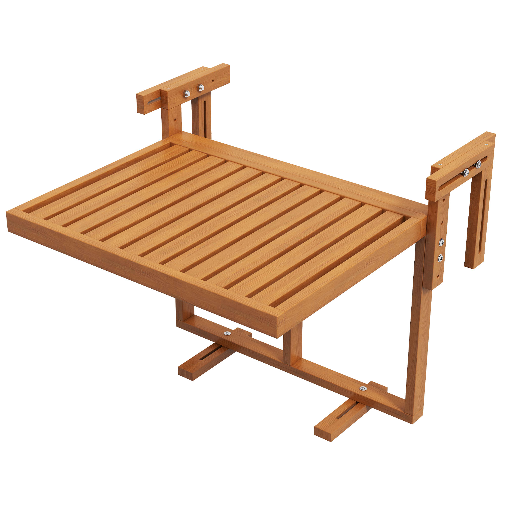 Balkontafel Klaptafel Tuintafel Outdoor-klaptafel, weerbestendig, in hoogte verstelbaar, 68 cm x 65 cm x 55 cm, Teak