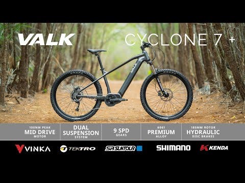 VALK Cyclone 7+ Electric Mountain Bike Mid-Drive Hardtail eMTB, Medium Frame Dark Grey
