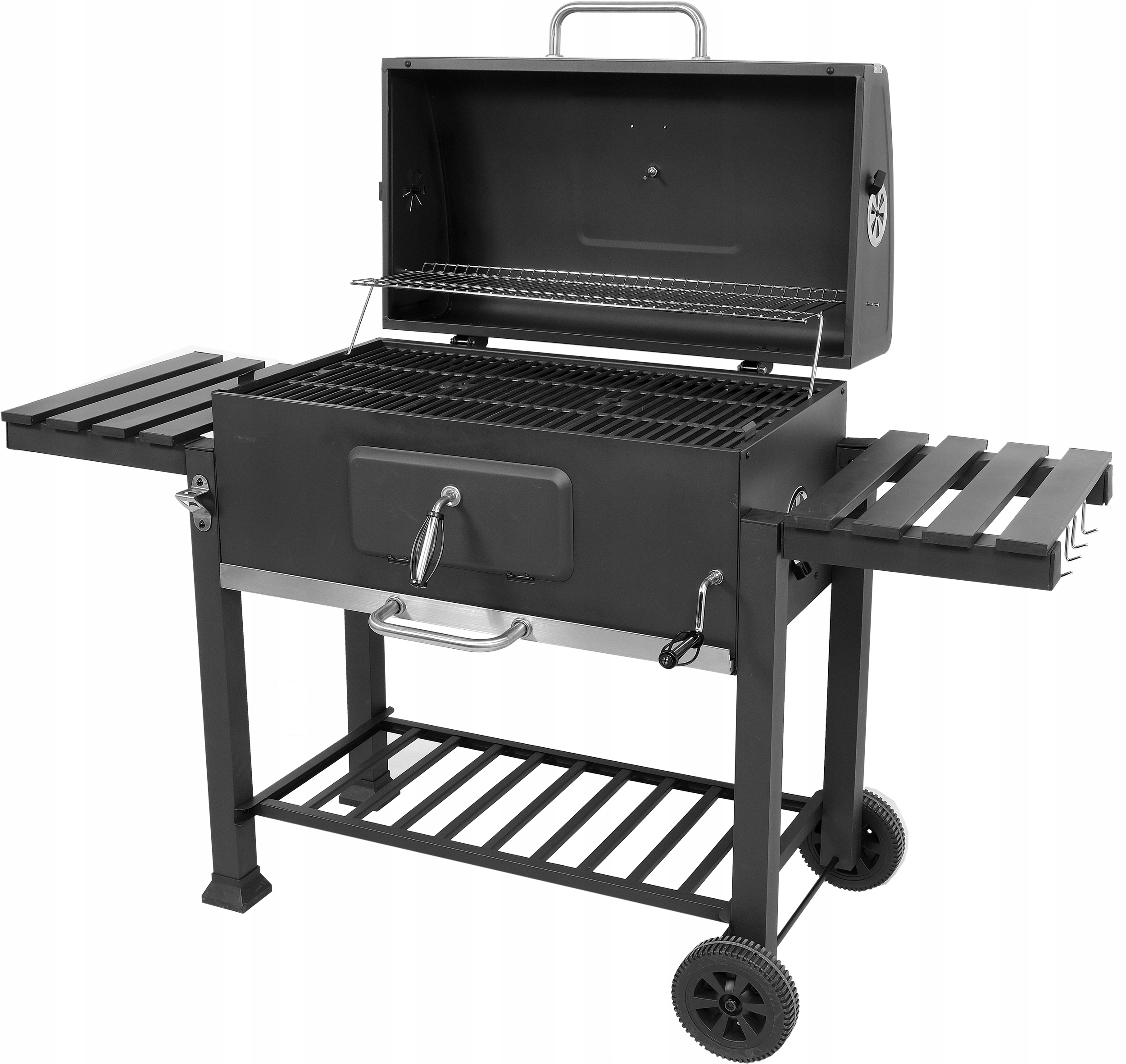 DUŻY GRILL WĘGLOWY XXL REGULOWANY ŻELIWNY RUSZT 78x42,5mm 3 PÓŁKI LUND