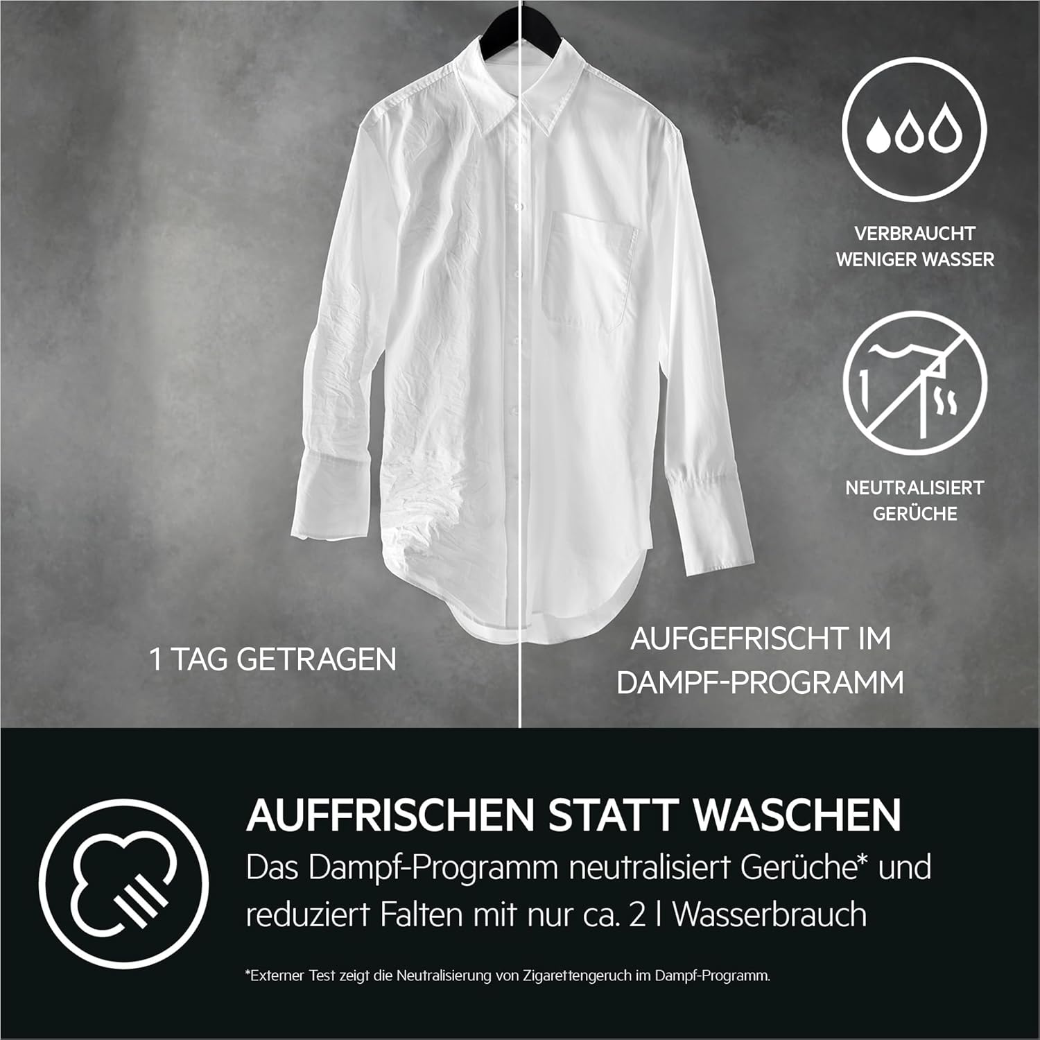 AEG Waschmaschine, Serie 7000 ProSteam: Auffrischfunktion mit Dampf statt Waschen, 10 kg, Leise, Mengenautomatik, A-40%, Energieeffizient, Wasserstopp, 1600 U/min, LR7EW75400