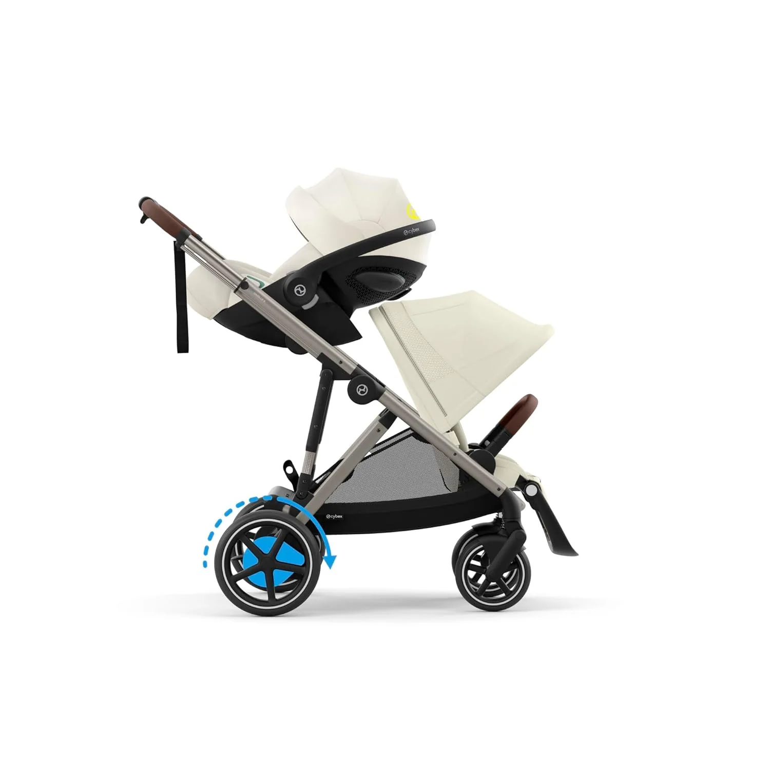 CYBEX Gold Kinderwagen e-GAZELLE S, Ab Geburt bis ca. 4 Jahre, Max. 22 kg (Single-Modus) / 2x 22 kg (Duo-Modus), All-in-1-System mit E-Antrieb und 20+ Konfigurationen, Moon Black