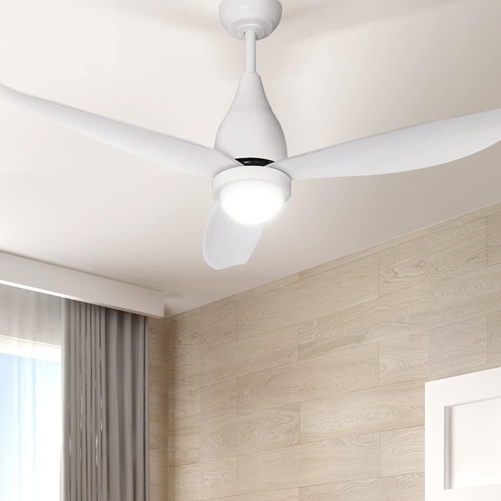 Devanti 132cm Ceiling Fan with Light and Remote, Reversible DC Motor, 5 Speeds, Timer, White